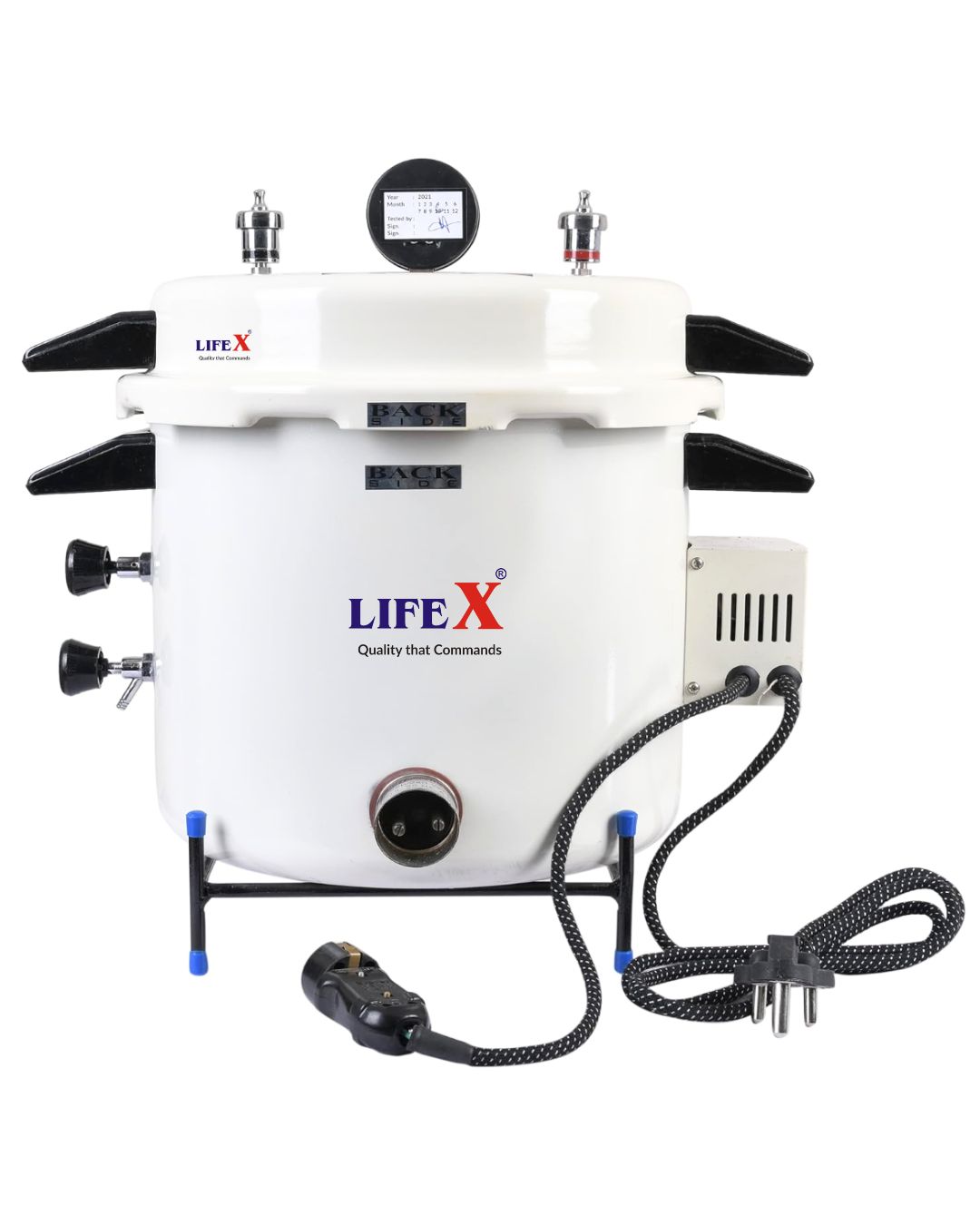 LIFEX Autoclave Sterilizer 23 Litre TMP (12" Dia. X 12''H) With Timer And Powder Coating | CDSCO Class C License | Epoxy Coated Deluxe Electric Autoclave Cooker Type To Sterilize Medical Equipment