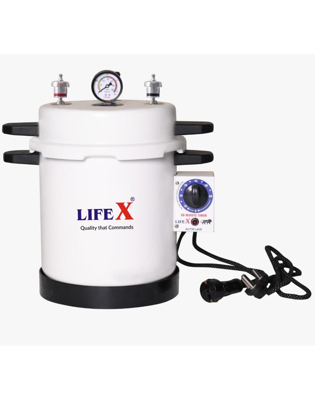 LIFEX Autoclave Sterilizer 13 Litre (9" Dia. X 11.5''H) | CDSCO Class C License | Aluminum Mirror Finish Electric Autoclave Cooker Type To Sterilize Medical Equipment