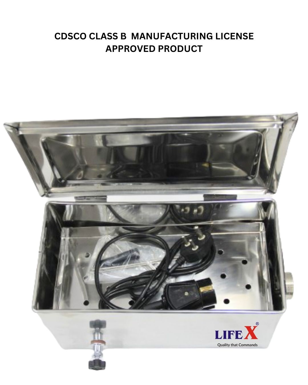 LIFEX 16" X 6" X 6" Instrument Sterilizer  With Accessories | CDSCO Class B License | Electric Deluxe | Stainless Steel