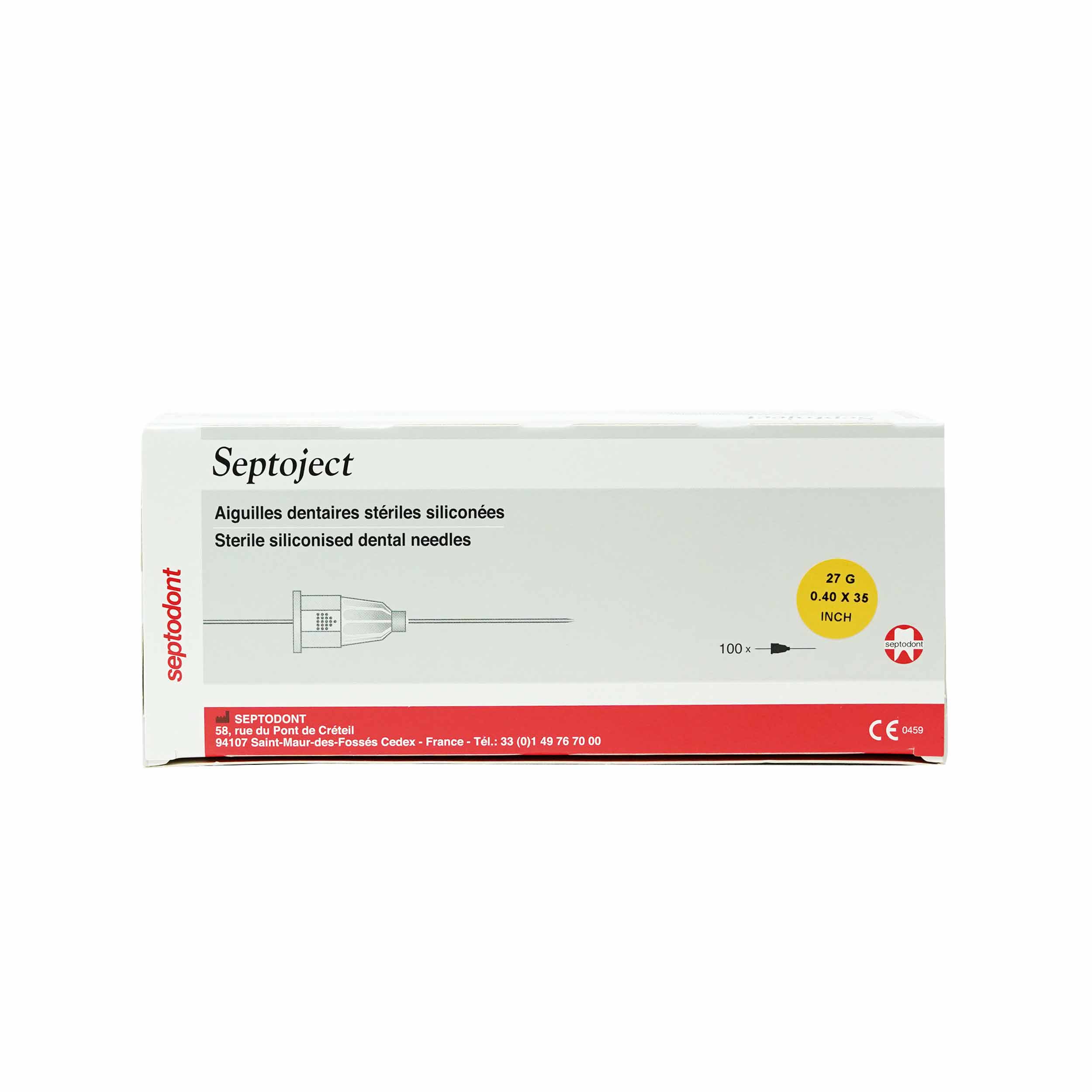 Septodont Septoject Sterile Siliconised Needles For Dental Cartridge Syringe 27g/0.40x35mm