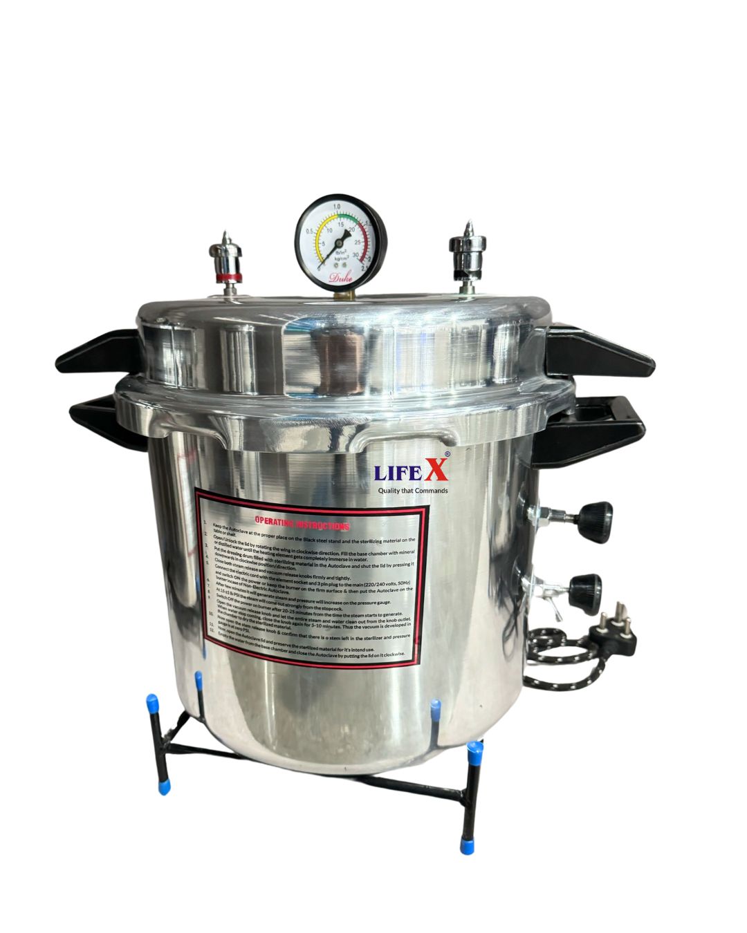 LIFEX Autoclave Sterilizer 23 Litre Super Deluxe (12"Dia. X 12''H) | CDSCO | Aluminum Mirror Finish Electric Autoclave Cooker Type To Sterilize Medical Equipment For Hospitals, Clinics & Laboratories