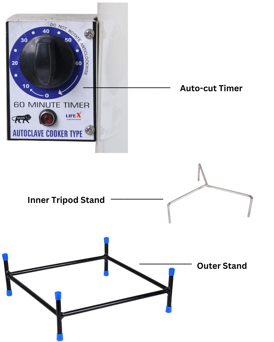 LIFEX Autoclave Sterilizer 23 Litre TMP (12" Dia. X 12''H) With Timer And Powder Coating | CDSCO Class C License | Epoxy Coated Deluxe Electric Autoclave Cooker Type To Sterilize Medical Equipment