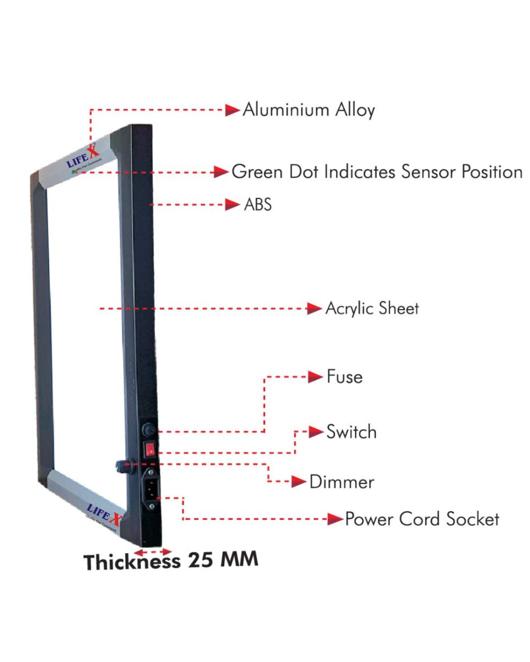 LIFEX Single Film X-Ray View Box With LED Dimmer For Brightness Adjustment- ABS Body