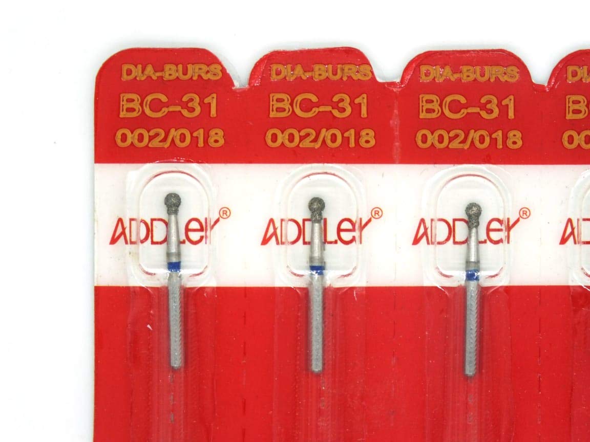 ADDLER Dental Bur BC-31 Air Rotor FG Diamond Multilayered Coated Abrasive Autoclavable Head Size 018 Pack Of 5 Burs