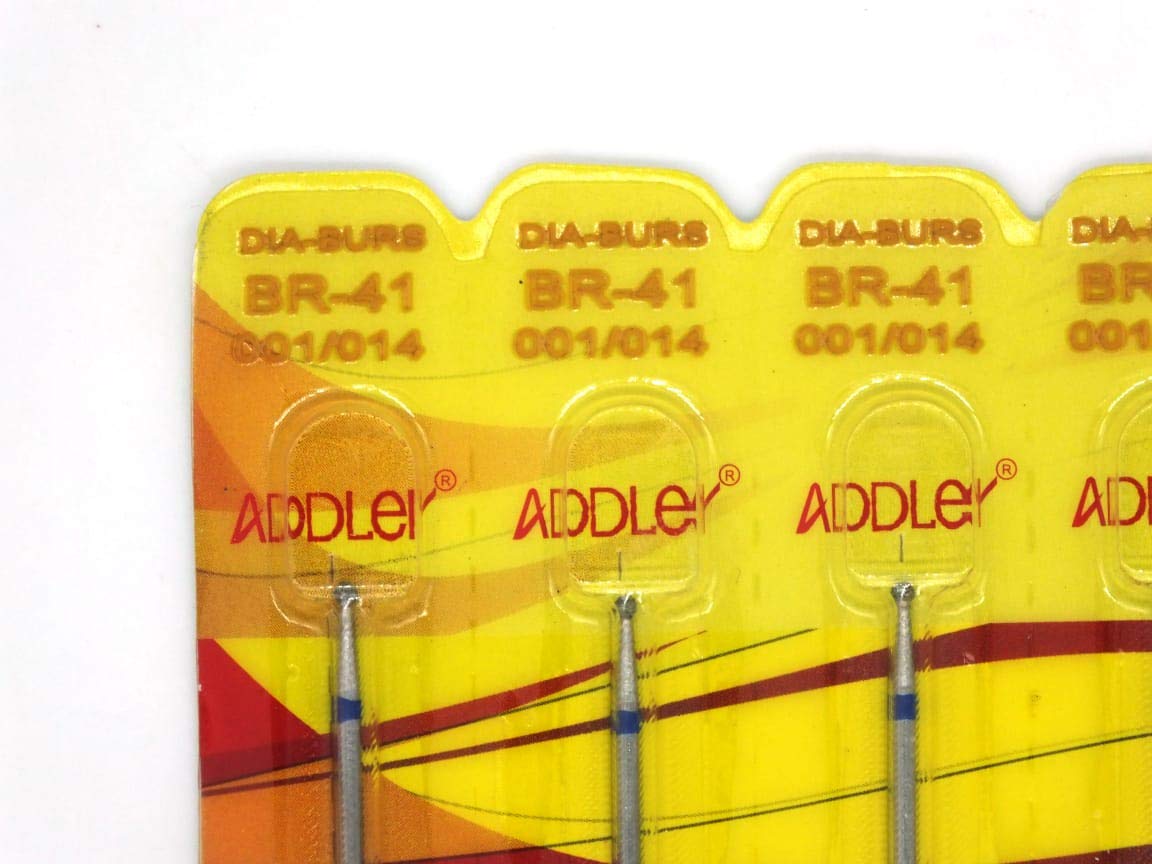 ADDLER Dental Bur BR-41 Air Rotor FG Diamond Multilayered Coated Abrasive Autoclavable Head Size 014 Pack Of 5 Burs