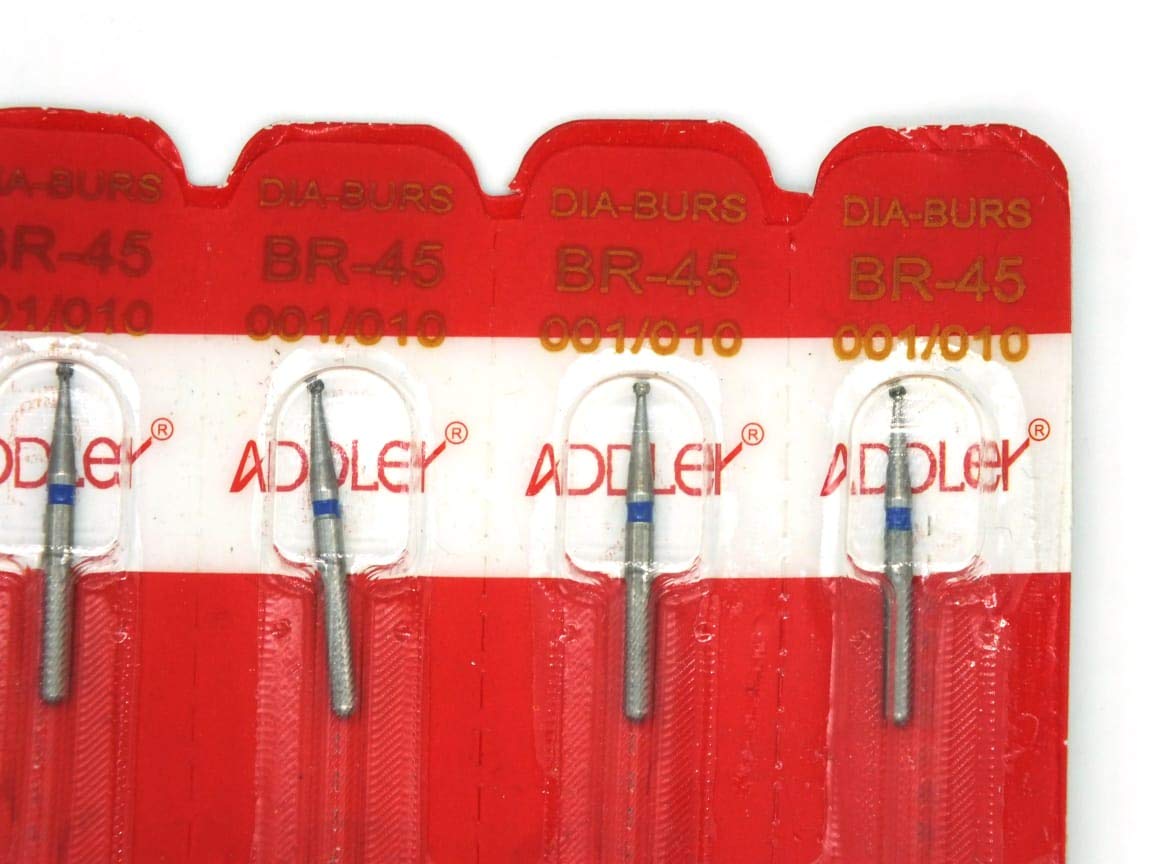 ADDLER Dental Bur BR-45 Air Rotor FG Diamond Multilayered Coated Abrasive Autoclavable Head Size 010 Pack Of 5 Burs