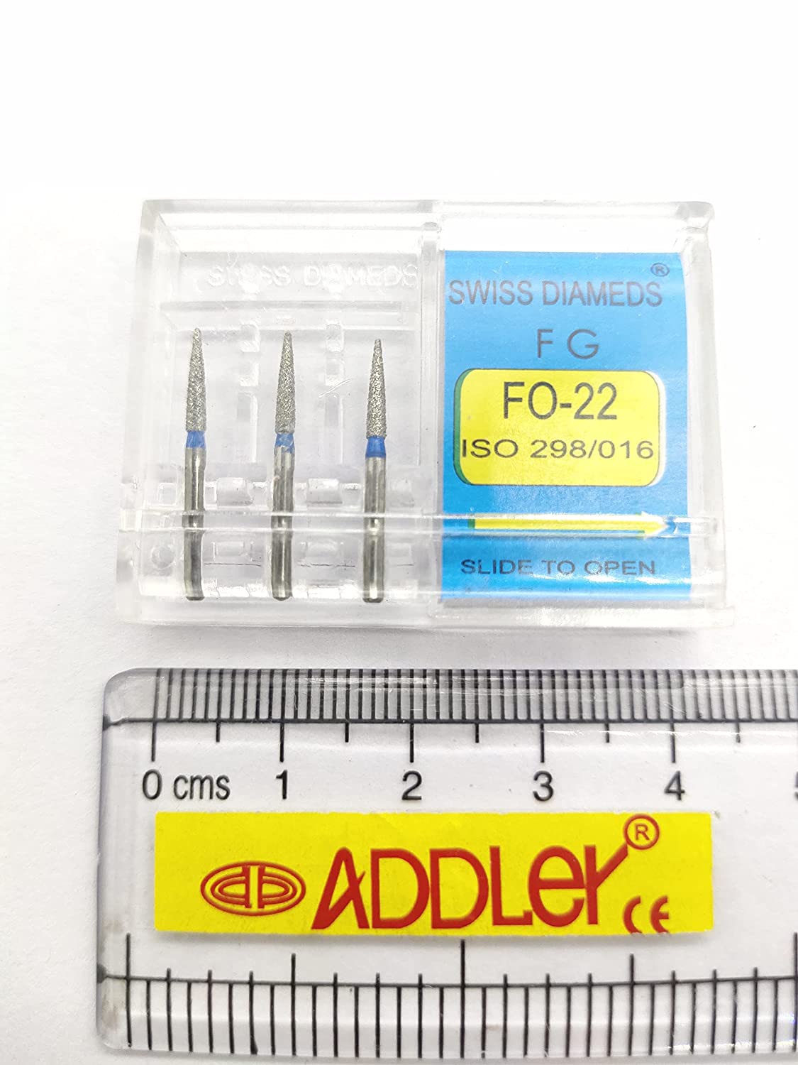 DENTAL SWISS DIA BURS CD-58F, FO-22 FG DIAMOND COATED HIGH SPEED 2 PACK OF 6 BURS TOTAL