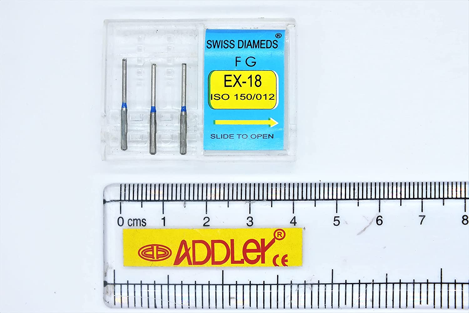 DENTAL BURS FG DIAMOND COATED SWISS DIA EX-18 & FO-21EF HIGH SPEED 2 PACK OF 6 BURS TOTAL.