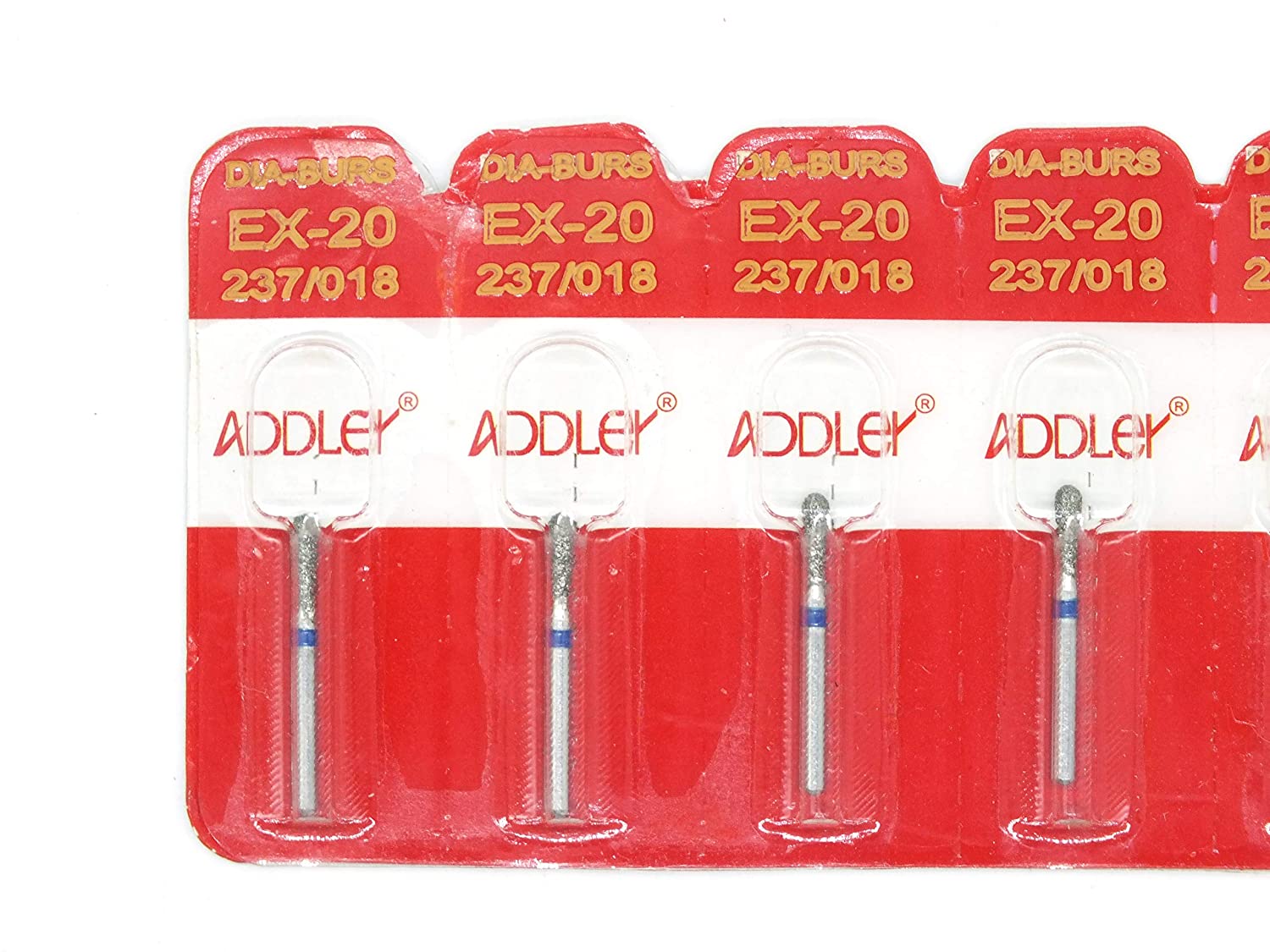 ADDLER Dental Bur EX-20 Air Rotor FG Diamond Multilayered Coated Abrasive Autoclavable Head Size 018 Pack Of 5 Burs