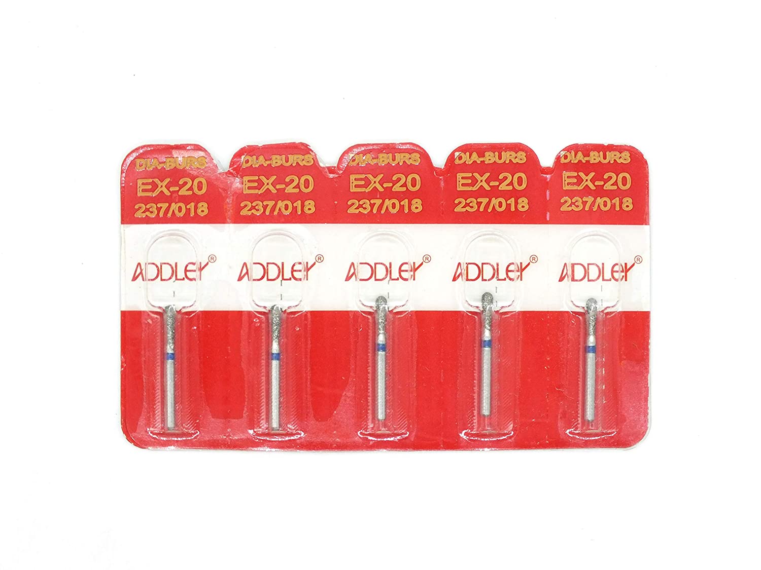 ADDLER Dental Bur EX-20 Air Rotor FG Diamond Multilayered Coated Abrasive Autoclavable Head Size 018 Pack Of 5 Burs