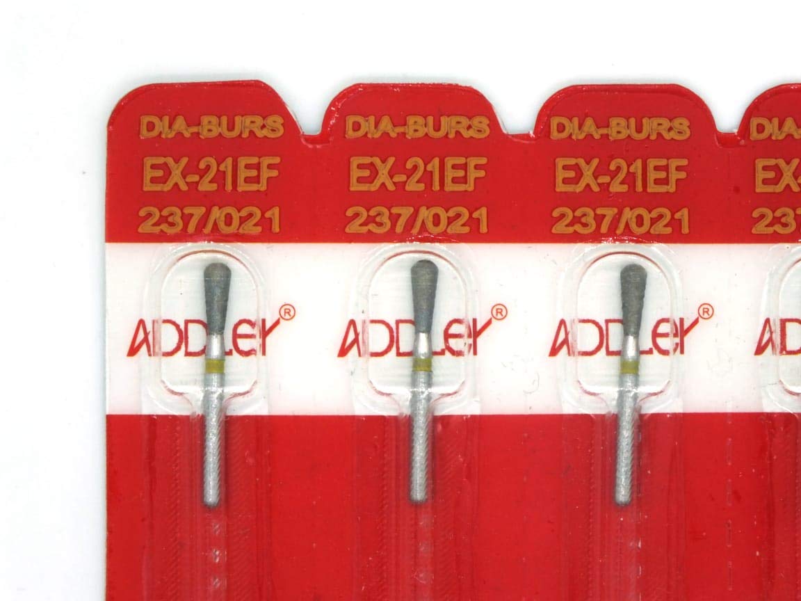 ADDLER Dental Bur EX-21EF Air Rotor FG Diamond Multilayered Coated Abrasive Autoclavable Head Size 021 Pack Of 5 Burs