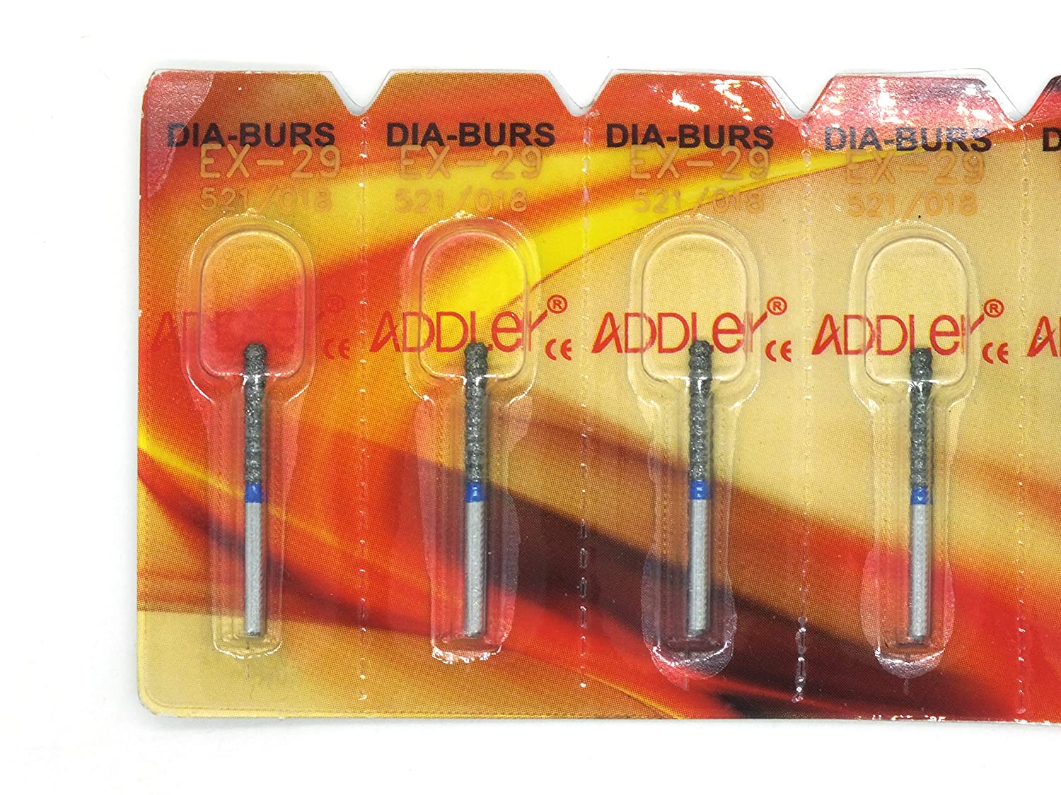 ADDLER Dental Bur EX-29 Air Rotor FG Diamond Multilayered Coated Abrasive Autoclavable Head Size 018 Pack Of 5 Burs