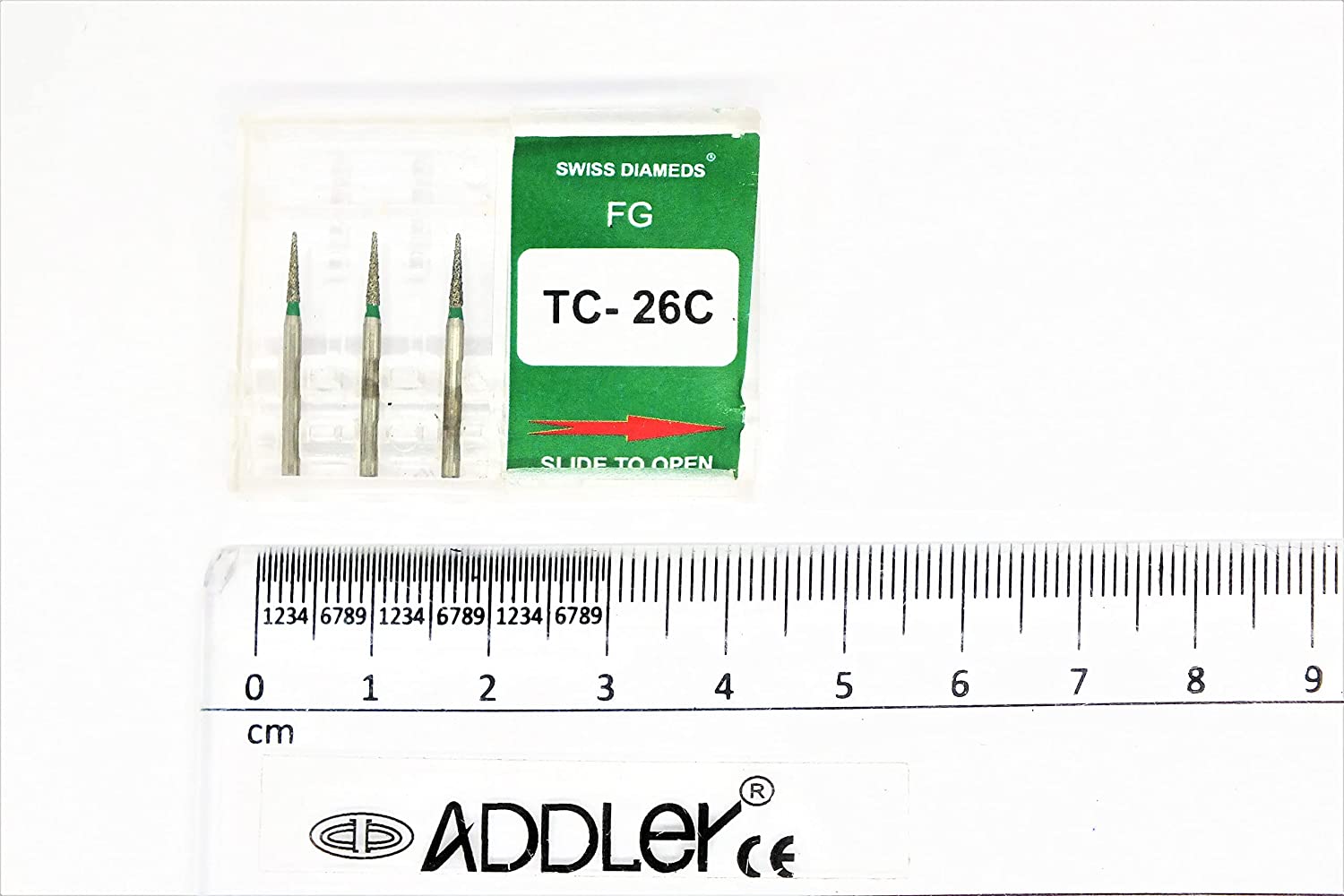 DENTAL DIAMOND BUR EX18 &TC26C FG AIR ROTOR REDUCER SWISS DIA PREMIUM BURS. EXCELLENT DIAMOND GRAINS FOR HIGH SPEED ROTOR. PACK OF 3 BURS