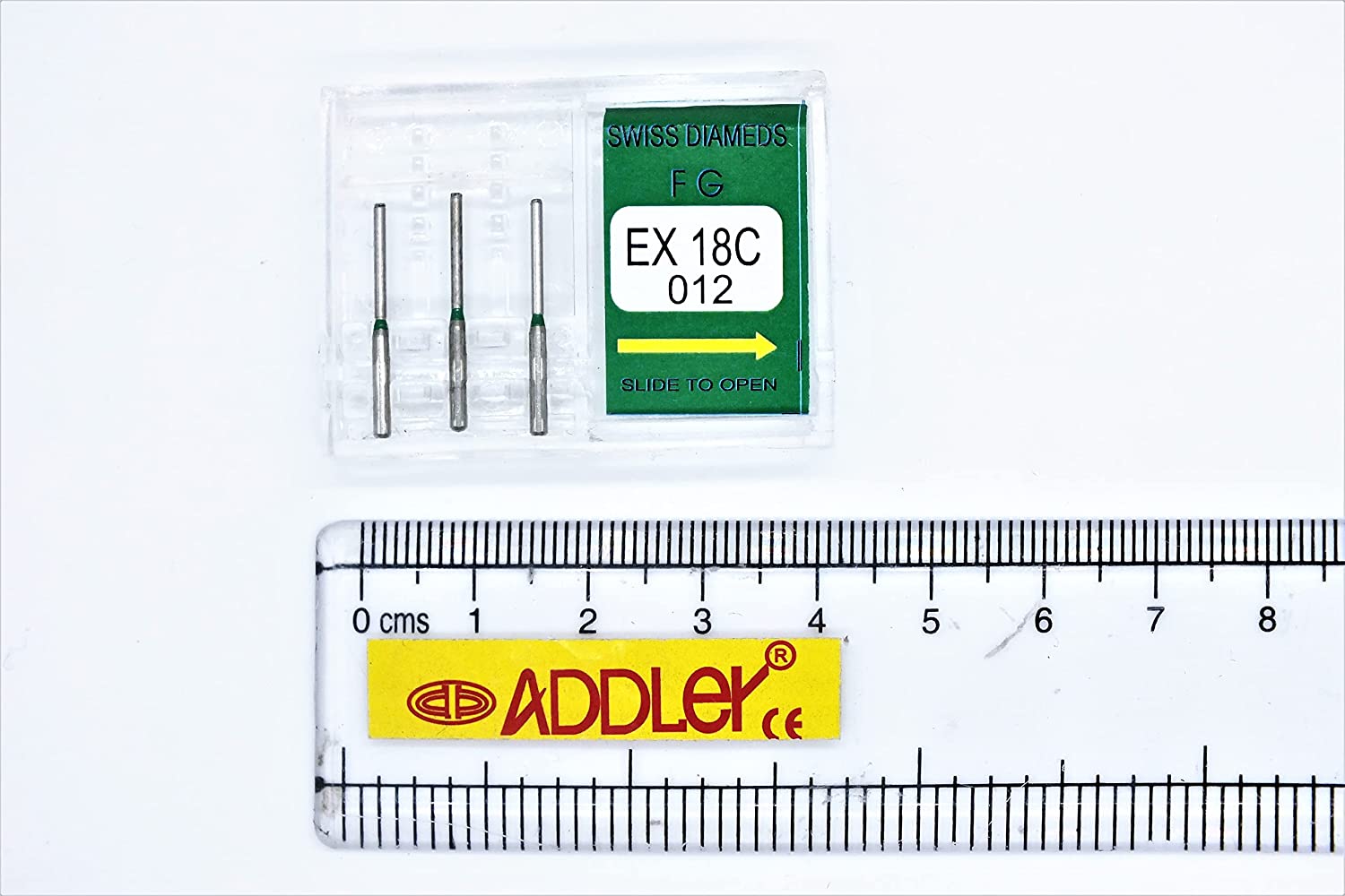 DENTAL SWISS DIA EX18C, TR21EF HIGH SPEED BURS FG DIAMOND COATED 2 PACK OF 6 BURS TOTAL.