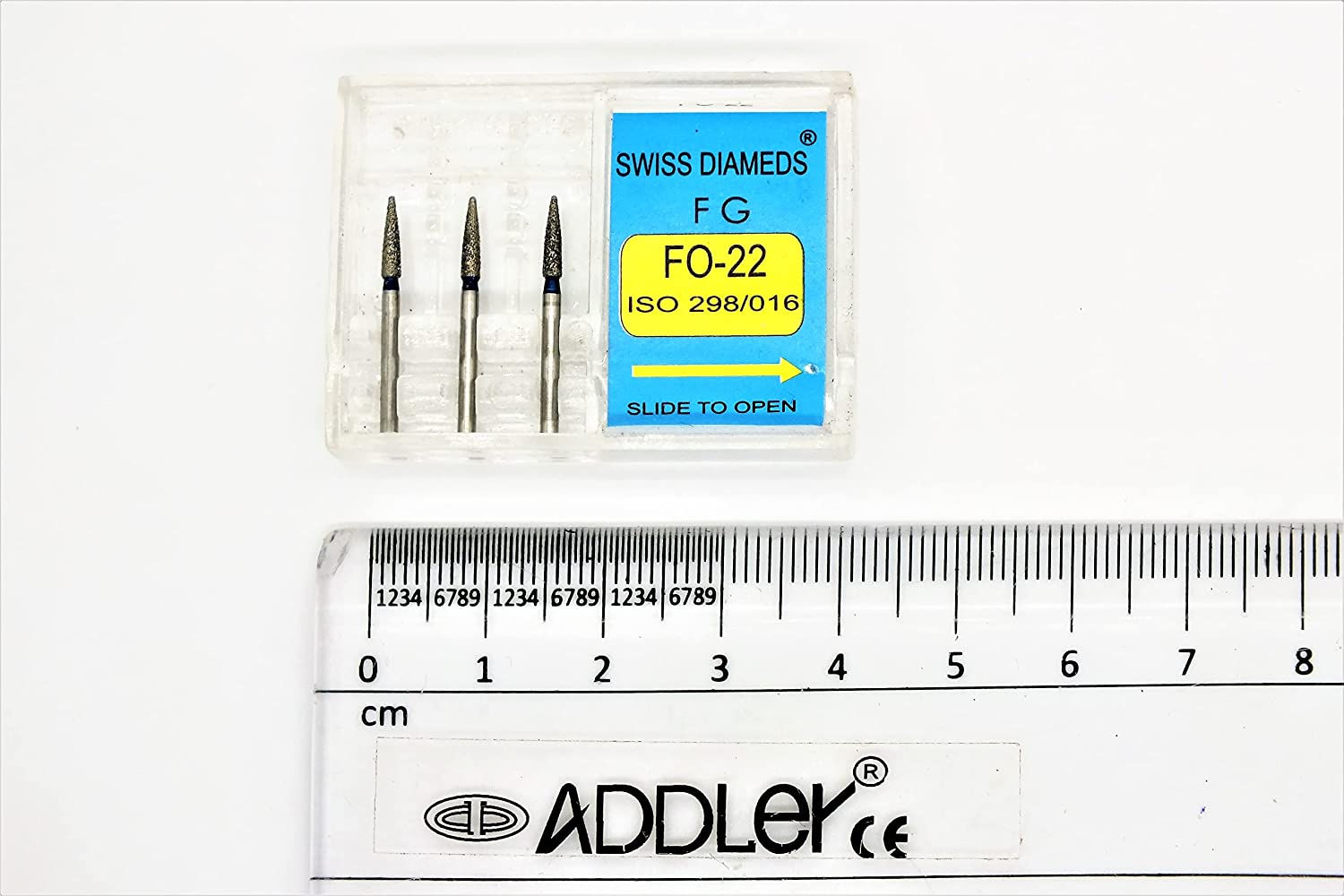 DENTAL DIAMOND BUR FO22 & TR21EF FG AIR ROTOR REDUCER SWISS DIA PREMIUM BURS. EXCELLENT DIAMOND GRAINS FOR HIGH SPEED ROTOR. PACK OF 3 BURS