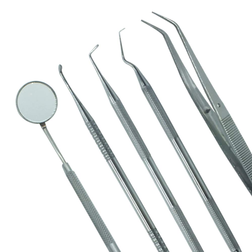 DENTAL MOUTH MIRROR WITH HANDLE, EXPLORER, PLASTIC FILLING, TWEEZER, LECRON CARVER  SET OF 15