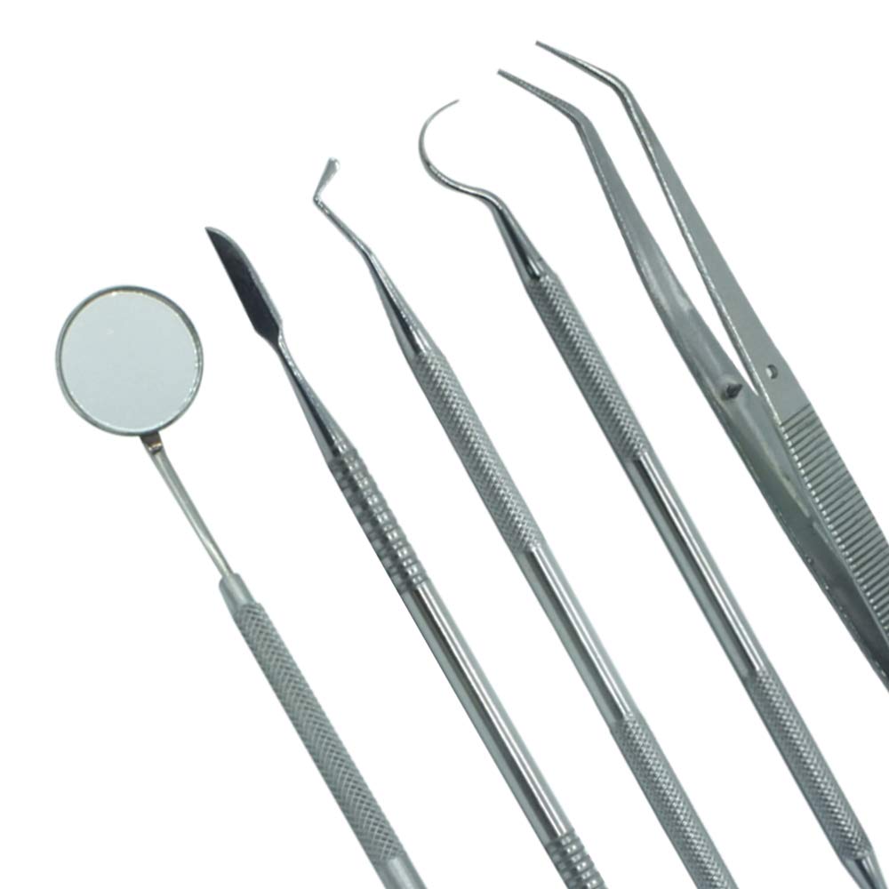 DENTAL MOUTH MIRROR WITH HANDLE, EXPLORER, PLASTIC FILLING, TWEEZER, LECRON CARVER  SET OF 15