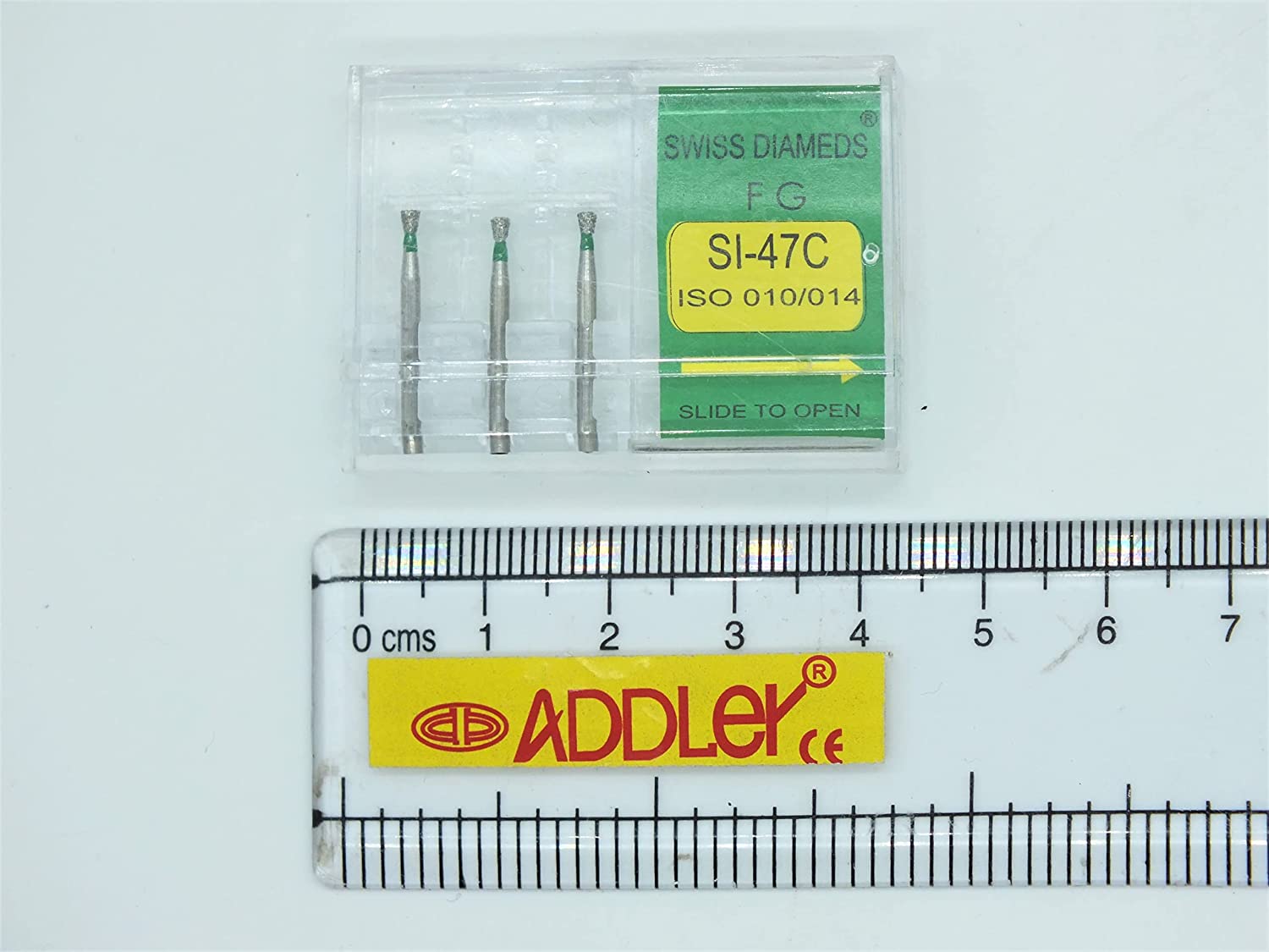 SWISS DIA DENTAL FG DIAMOND COATED BURS SI-47C & FO-22EF HIGH SPEED 2 PACK OF 6 BURS TOTAL.