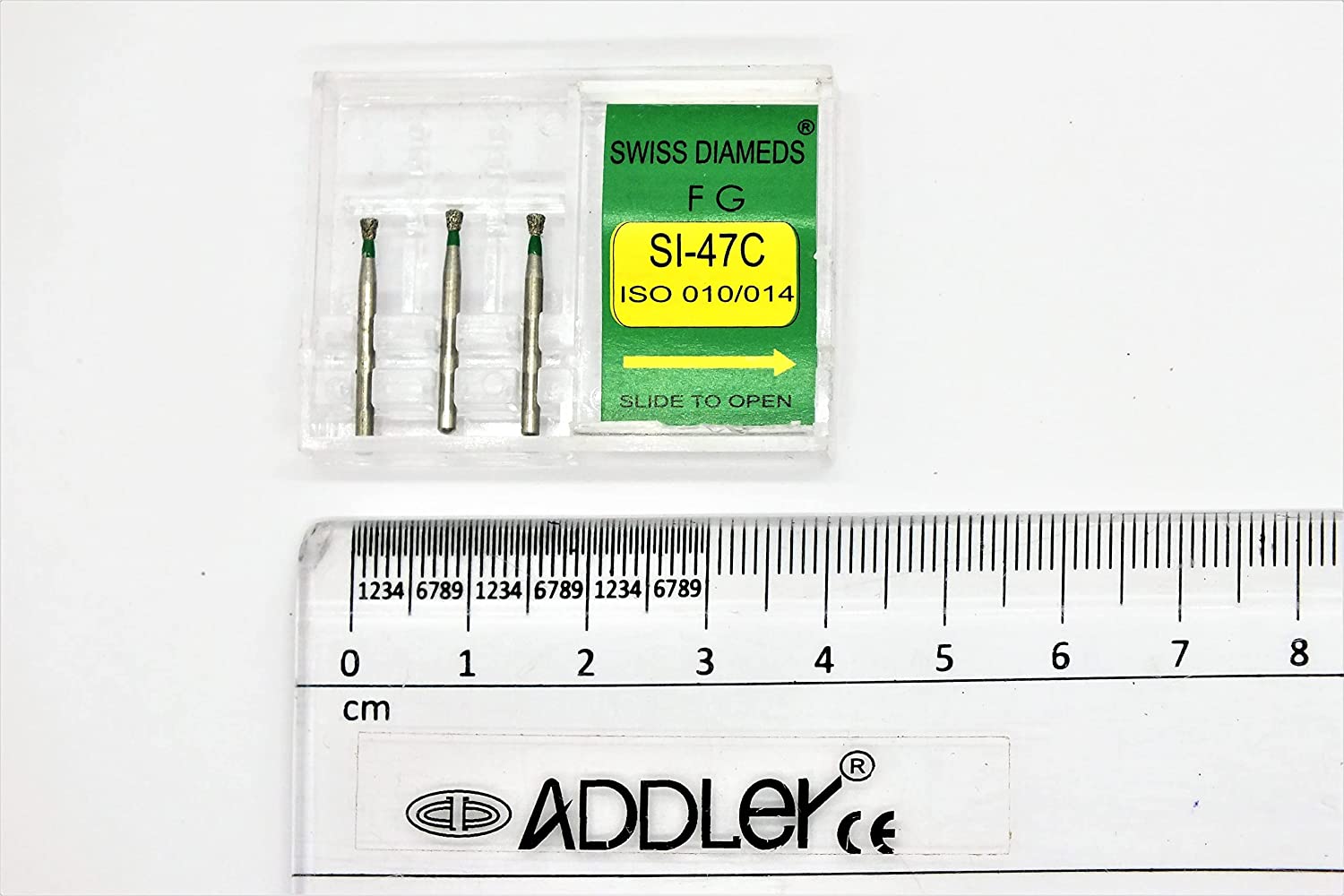 DENTAL SWISS DIA SI47C, TR11F HIGH SPEED BURS FG DIAMOND COATED 2 PACK OF 6 BURS TOTAL.