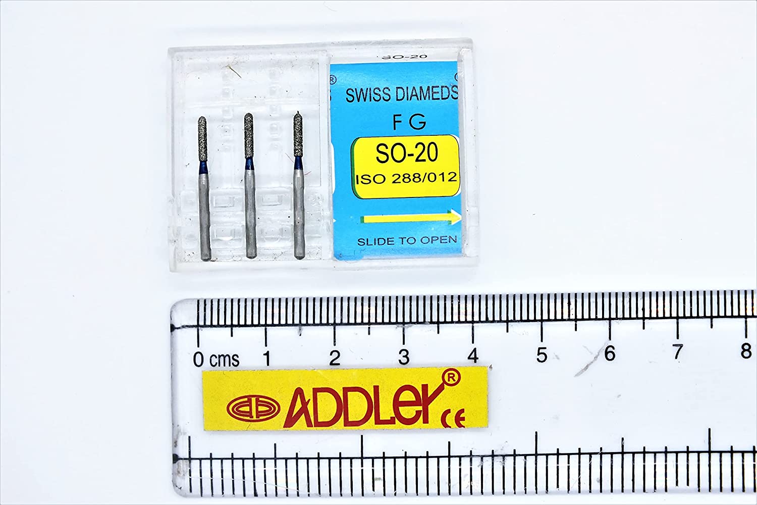 DENTAL SWISS DIA SO-20 & SR-12 HIGH SPEED BURS FG DIAMOND COATED 2 PACK OF 6 BURS TOTAL.