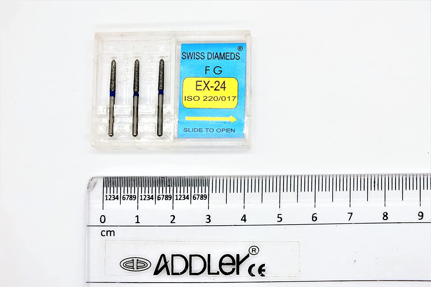 DENTAL DIAMOND BUR SO21 & EX24 FG AIR ROTOR REDUCER SWISS DIA PREMIUM BURS. EXCELLENT DIAMOND GRAINS FOR HIGH SPEED ROTOR. PACK OF 3 BURS