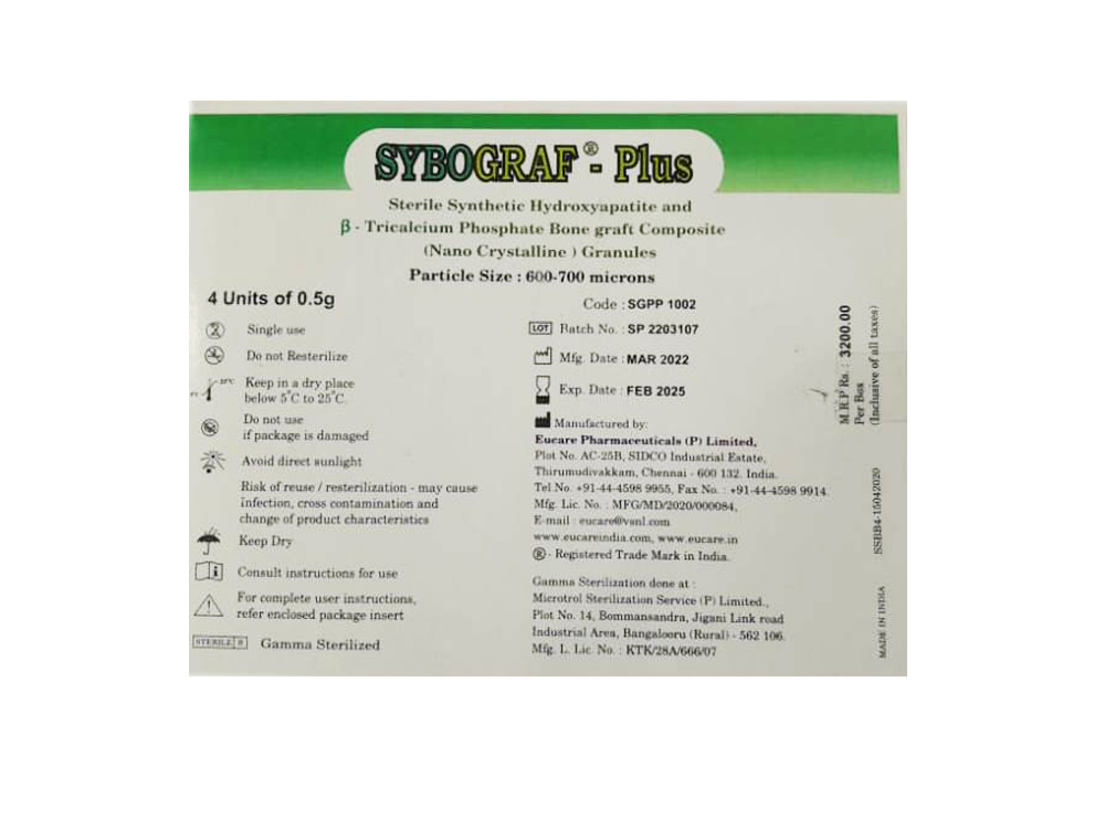 Eucare Sybograf Plus Tricalcium Phosphate Bone Graft Composite 0.5gm (Pack Of 4)