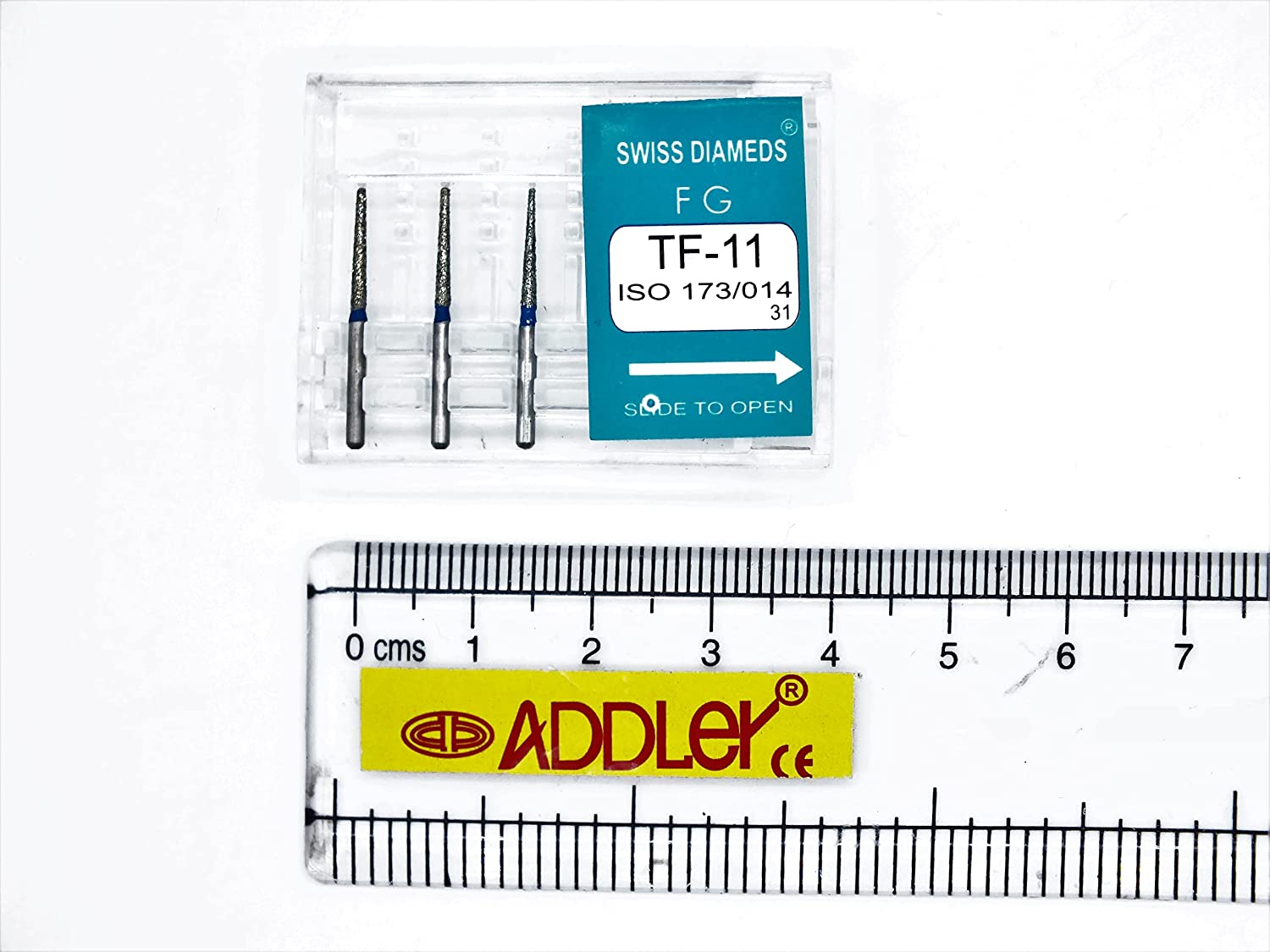 SWISS DIA DENTAL FG DIAMOND COATED BURS TF-11 & FO-21F HIGH SPEED 2 PACK OF 6 BURS TOTAL.