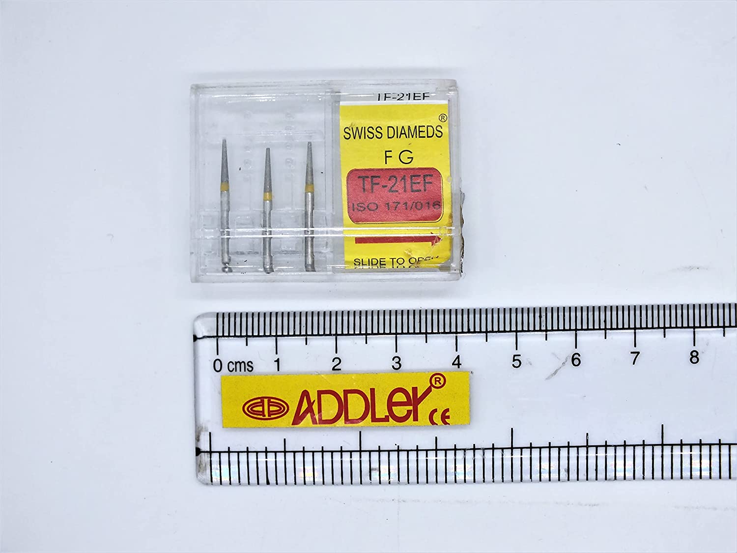 DENTAL BURS FG DIAMOND COATED SWISS DIA TF-21EF & TR-14 HIGH SPEED 2 PACK OF 6 BURS TOTAL.