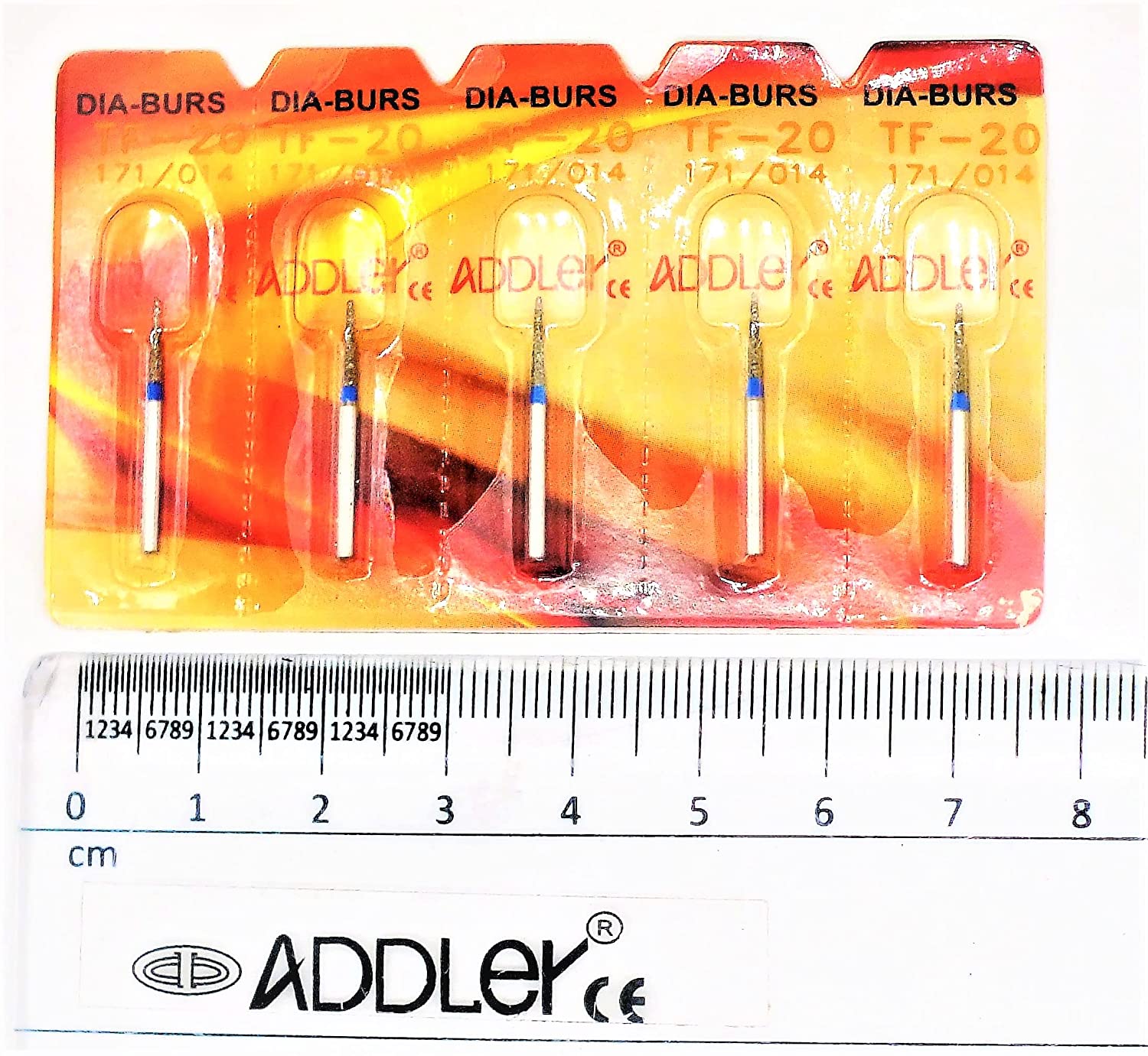 DENTAL ADDLER HIGH SPEED TF20 & TC12 FG DIAMOND GRAINS FOR HIGH SPEED ROTOR. PACK OF 5 BURS