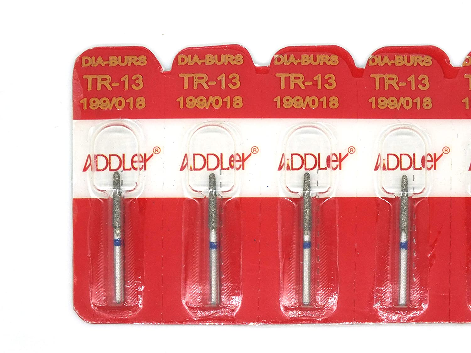 ADDLER DENTAL BUR TR-13 AIR ROTOR FG DIAMOND MULTILAYERED HEAD SIZE 018 PACK OF 5 BURS