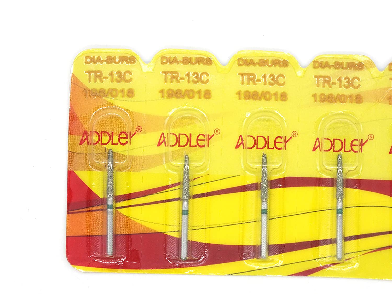 ADDLER Dental Bur TR-13C Air Rotor FG Diamond Multilayered Coated Abrasive Autoclavable Head Size 018 Pack Of 5 Burs