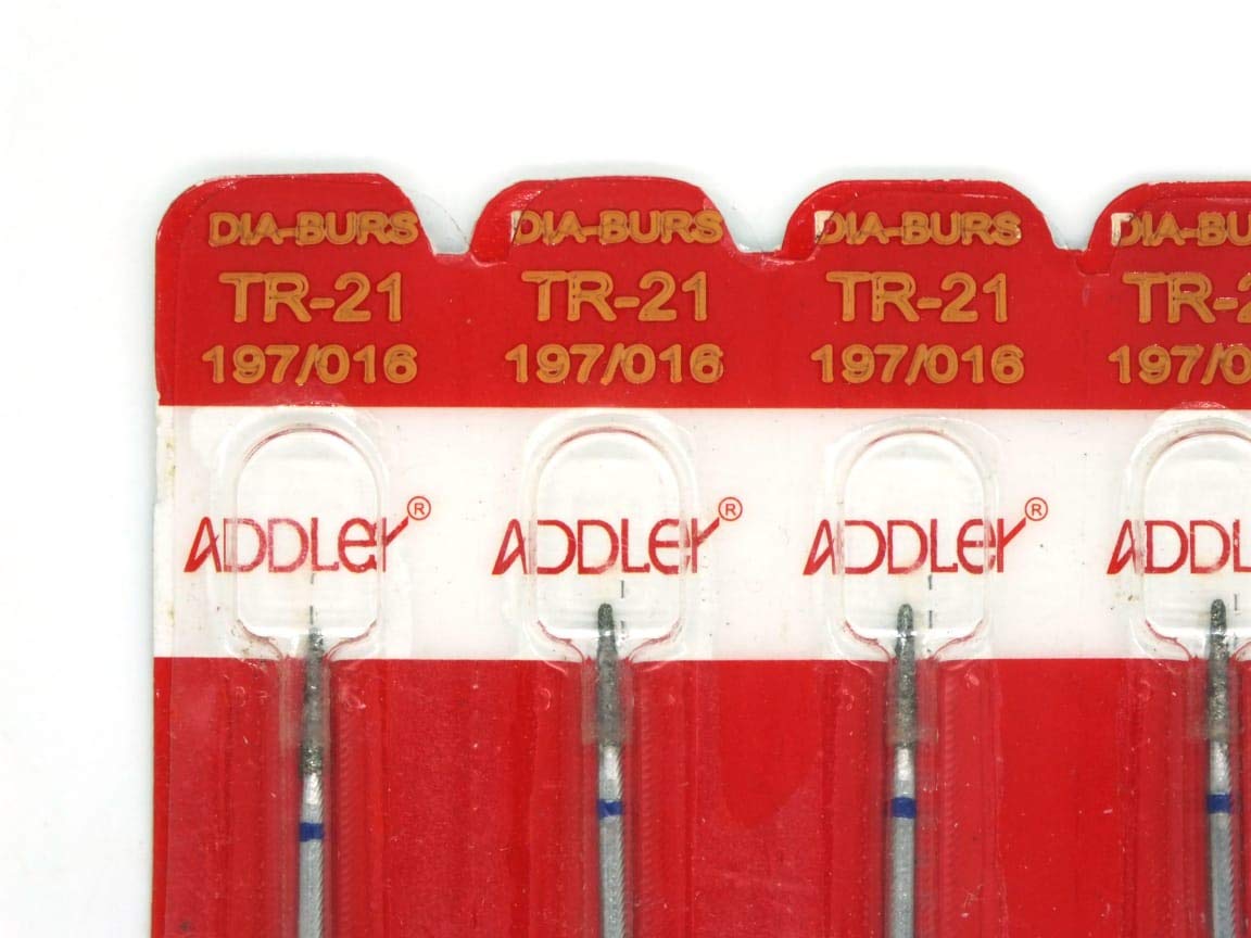 ADDLER Dental Bur TR-21 Air Rotor FG Diamond Multilayered Coated Abrasive Autoclavable Head Size 016 Pack Of 5 Burs