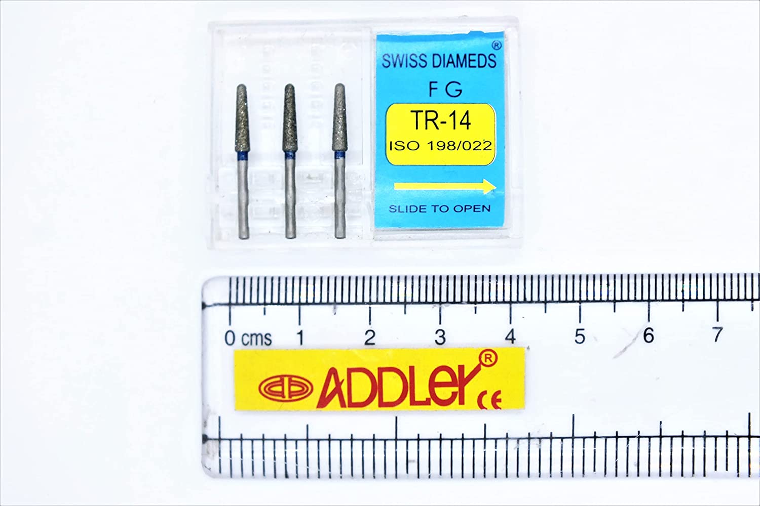 DENTAL SWISS DIA TR14, DI41 HIGH SPEED BURS FG DIAMOND COATED 2 PACK OF 6 BURS TOTAL.