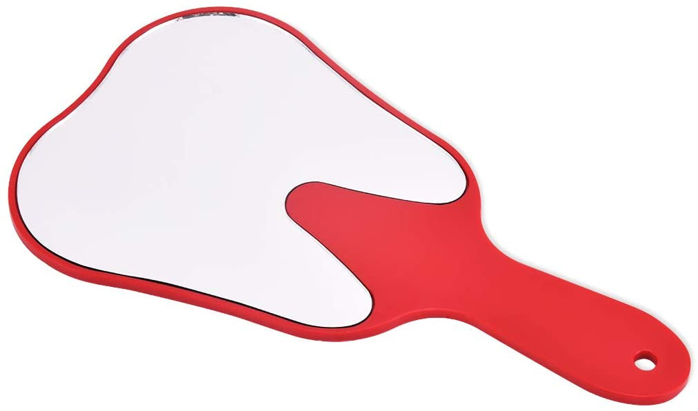 Tooth Shape Hand Mirror Red