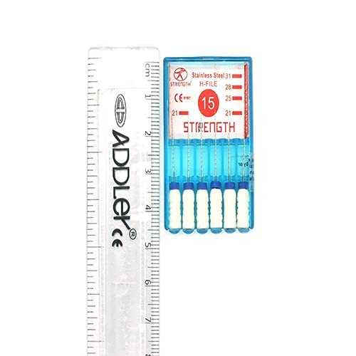 STRENGTH DENTAL STAINLESS STEEL H FILE 21 MM ROOT CANAL FILE SIZE 15 (PACK OF 6).