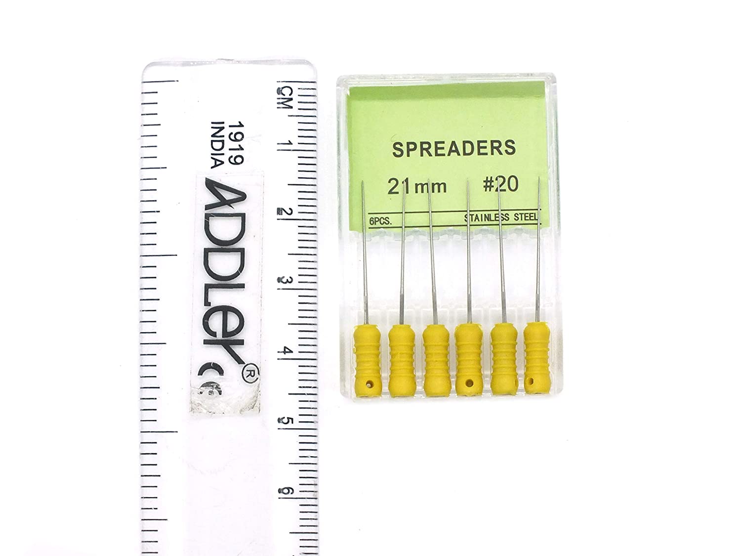 ADDDLER STRENGTH DENTAL ROOT CANAL FILE SPREDERS 21MM -NO 20 (SET OF 6)