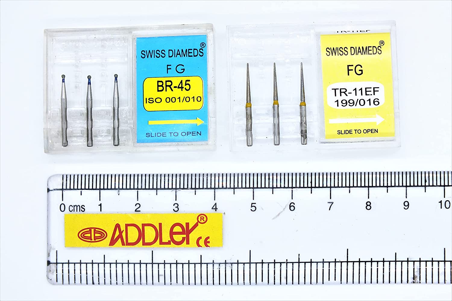 DENTAL DIAMOND COATED BURS BR45 & TR11EF FG SWISS DIA HIGH SPEED 2 PACK OF 6 BURS TOTAL