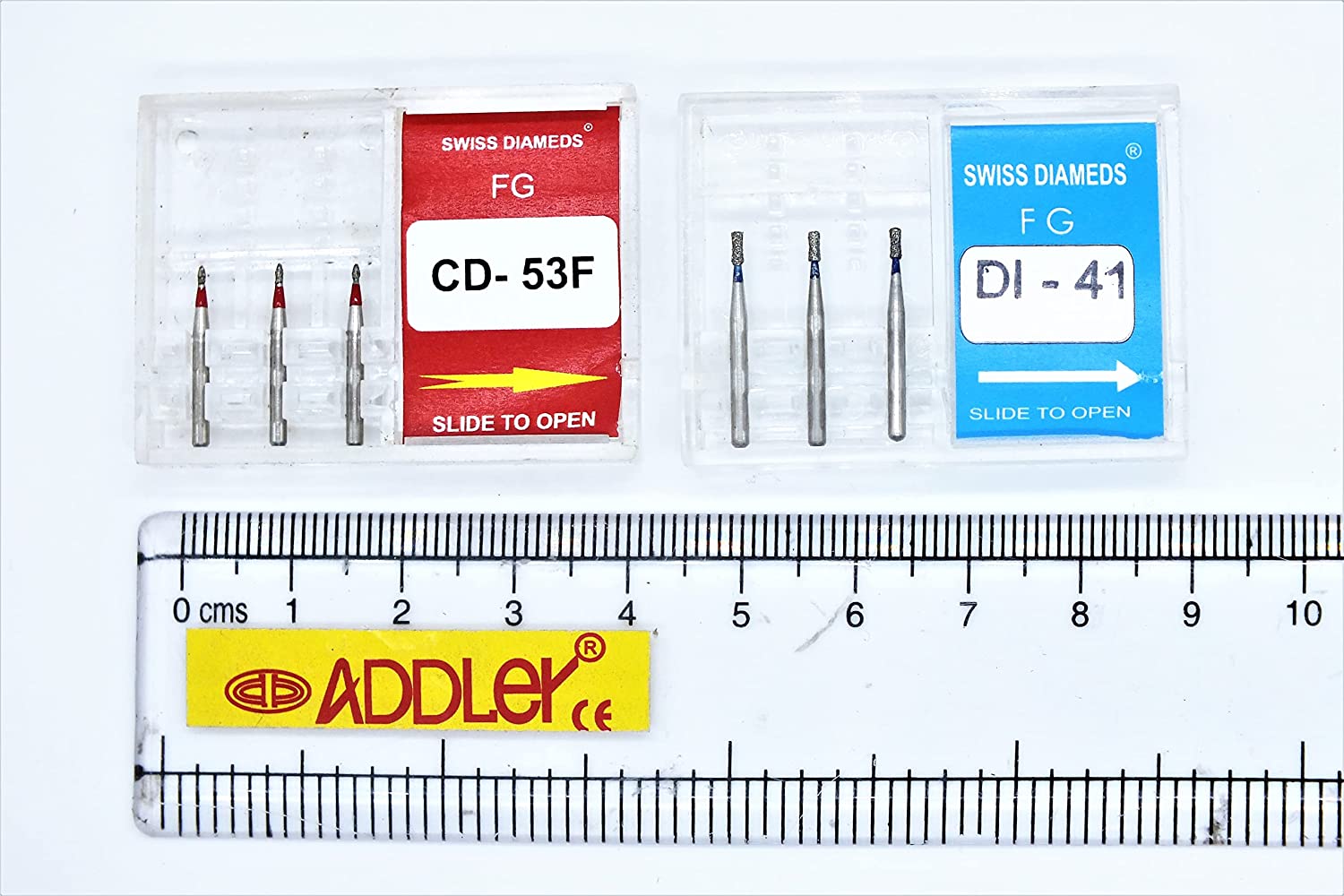 DENTAL BURS CD53F, DI41 FG DIAMOND COATED SWISS DIA HIGH SPEED 2 PACK OF 6 BURS TOTAL.