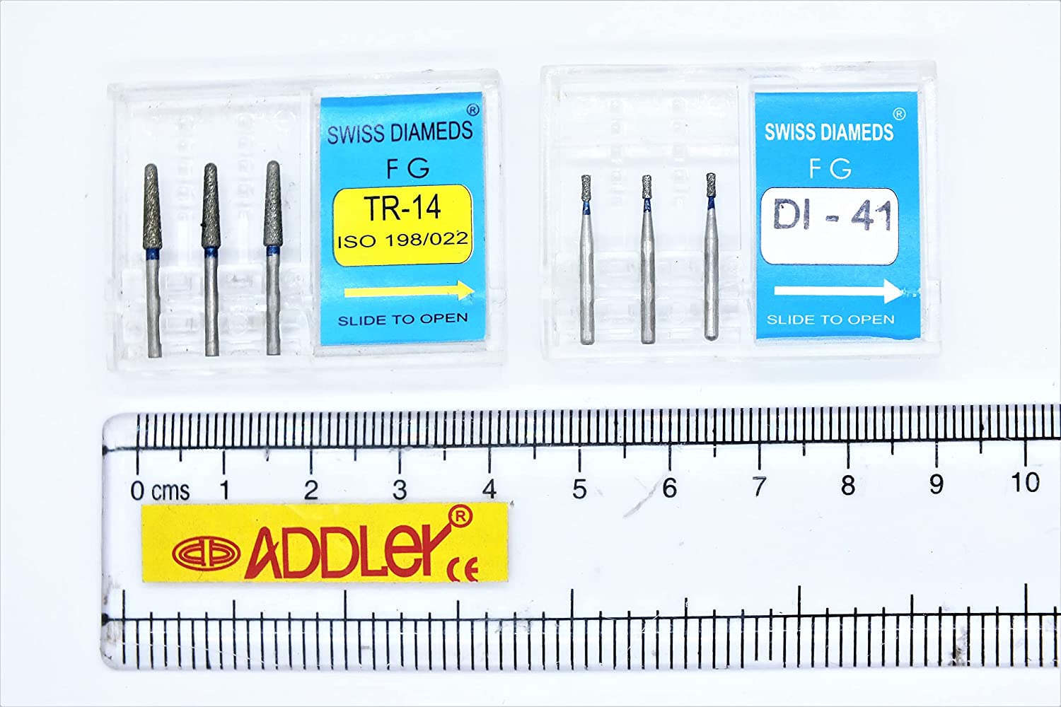 DENTAL DIAMOND COATED BURS TR-14, DI-41 FG SWISS DIA HIGH SPEED 2 PACK OF 6 BURS TOTAL.