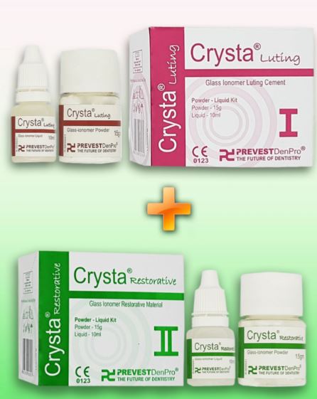 Prevest Crysta I Luting GIC Cement + Prevest Crysta II Restorative Cement