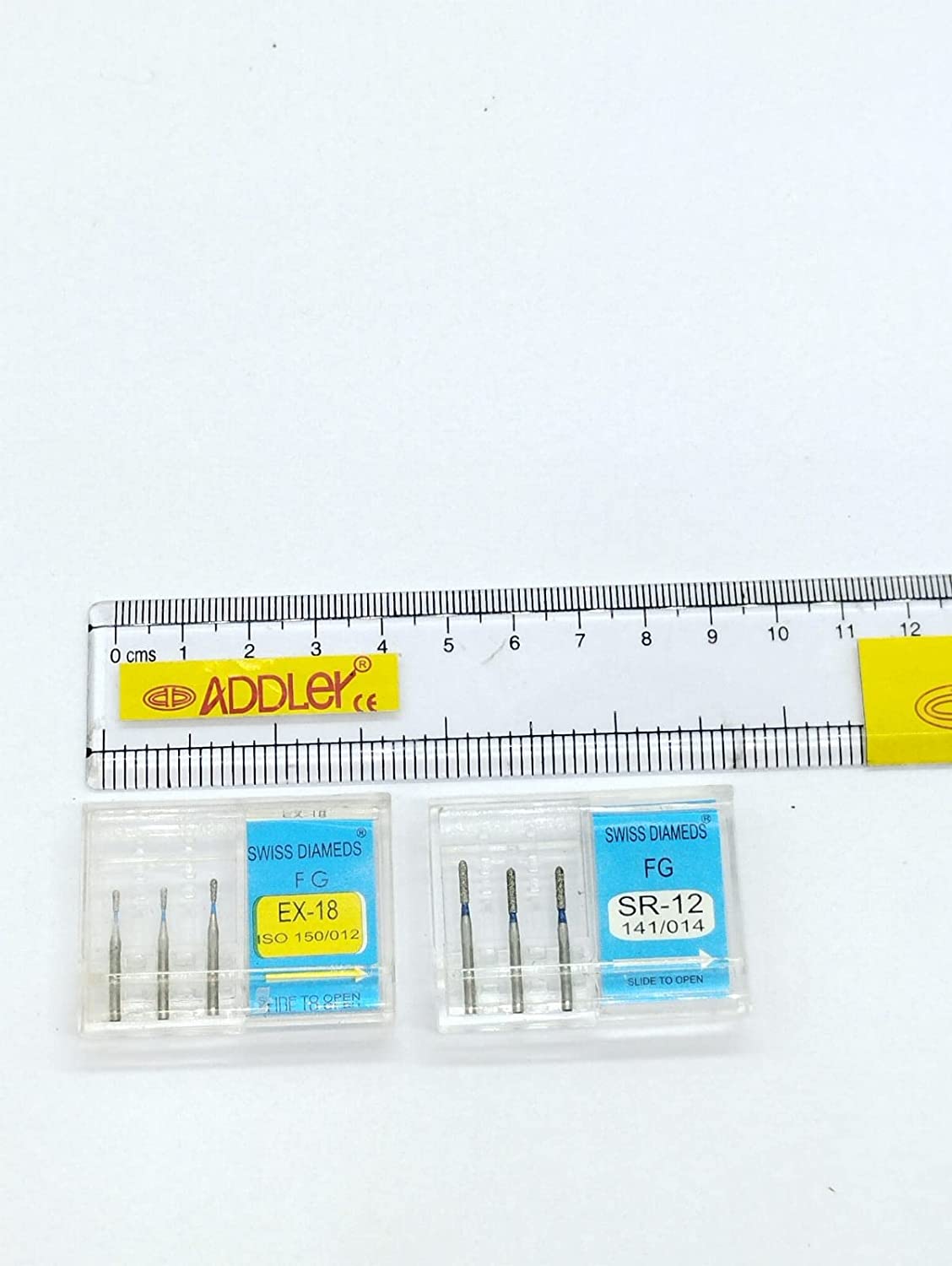 DENTAL SWISS DIA BURS EX-18 & SR-12 FG DIAMOND COATED HIGH SPEED 2 PACK OF 6 BURS TOTAL