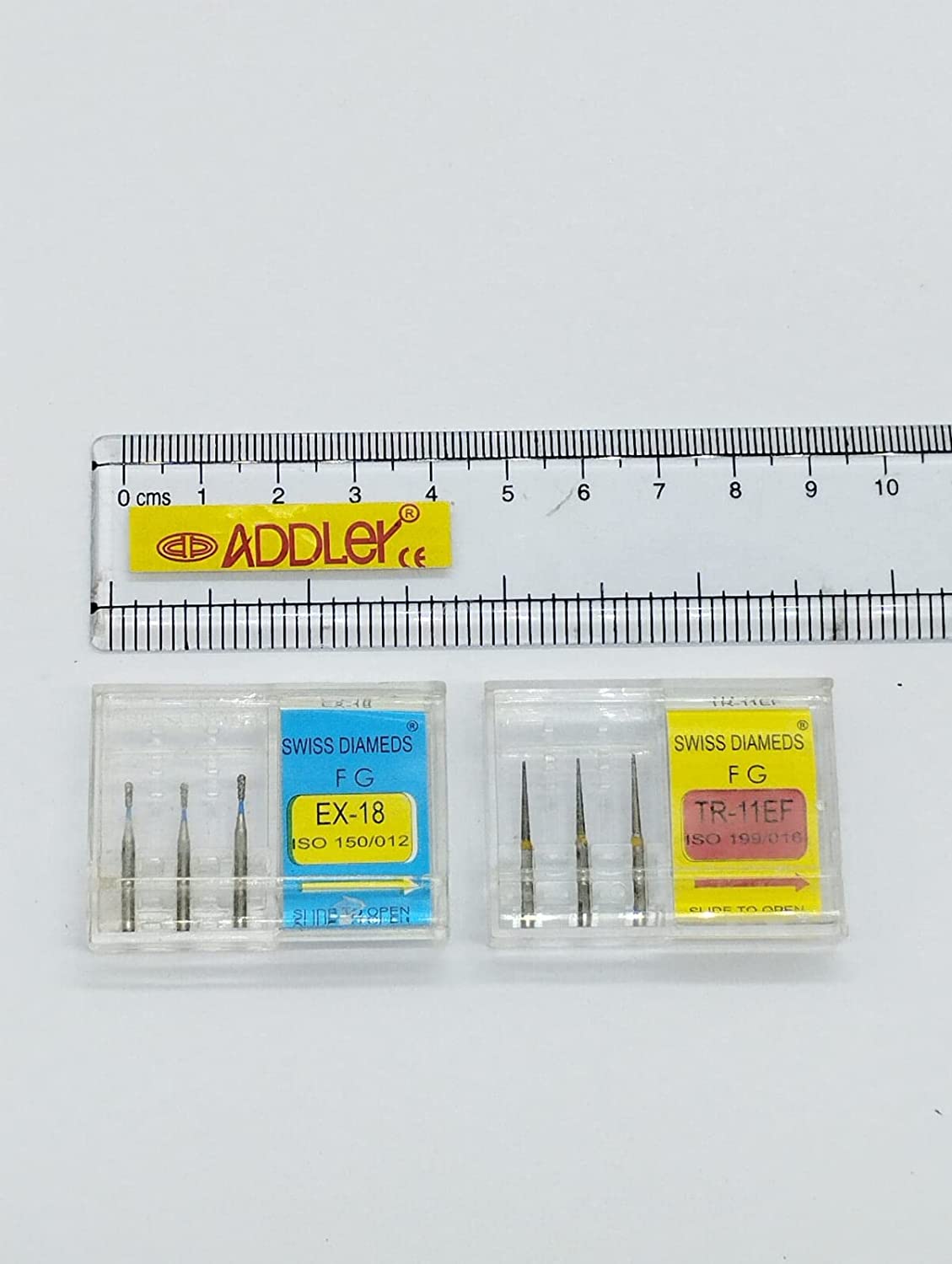 DENTAL SWISS DIA BURS EX-18 & TR-11EF FG DIAMOND COATED HIGH SPEED 2 PACK OF 6 BURS TOTAL