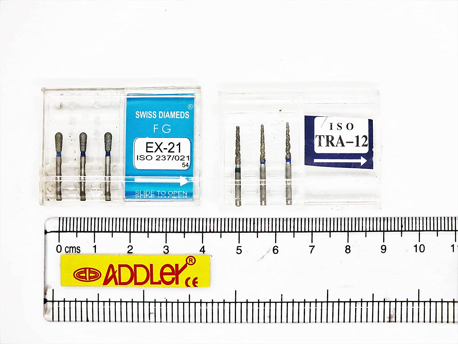 SWISS DIA DENTAL FG DIAMOND COATED BURS EX-21 & TRA-12 HIGH SPEED 2 PACK OF 6 BURS TOTAL