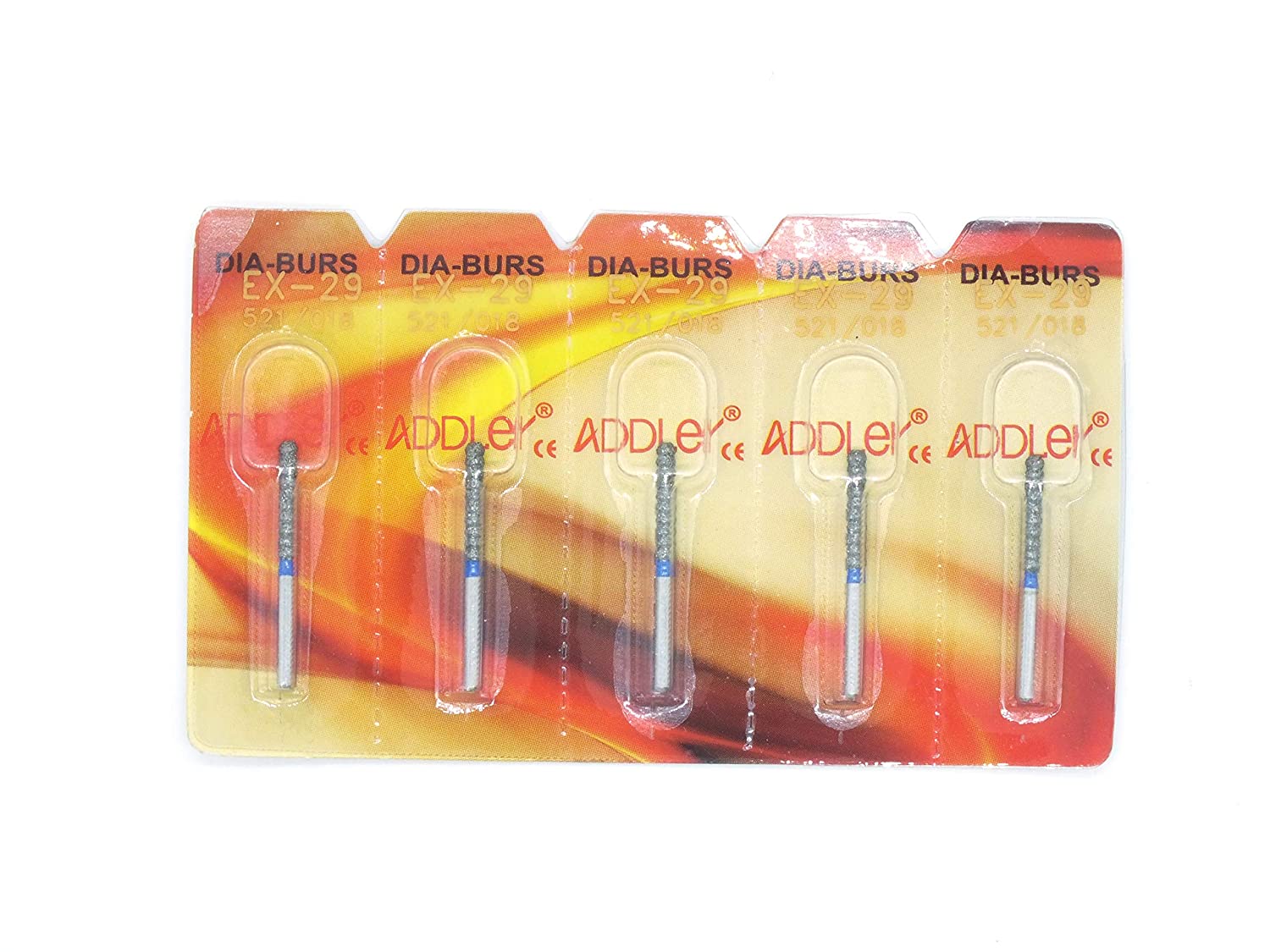 ADDLER Dental Bur EX-29 Air Rotor FG Diamond Multilayered Coated Abrasive Autoclavable Head Size 018 Pack Of 5 Burs