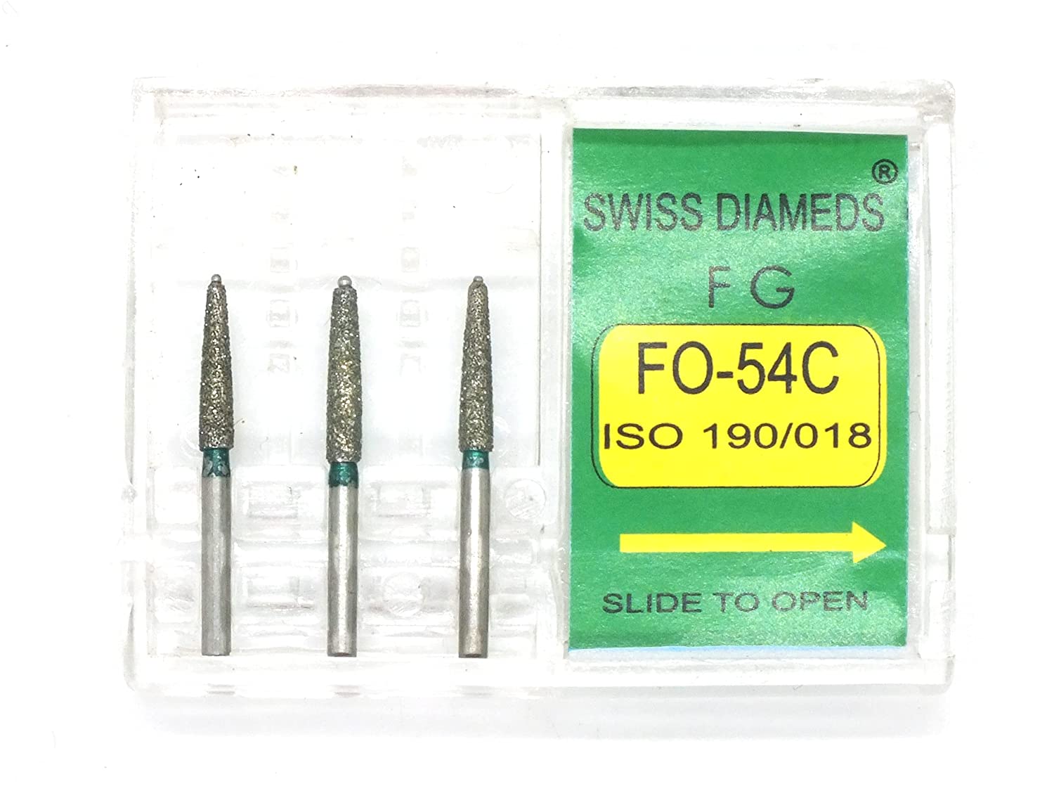 ADDLER DENTAL DIAMOND BUR FO-54C FG AIR ROTOR SWISS DIA PREMIUM BURS. EXCELLENT DIAMOND GRAINS FOR HIGH SPEED ROTOR. PACK OF 3 BURS