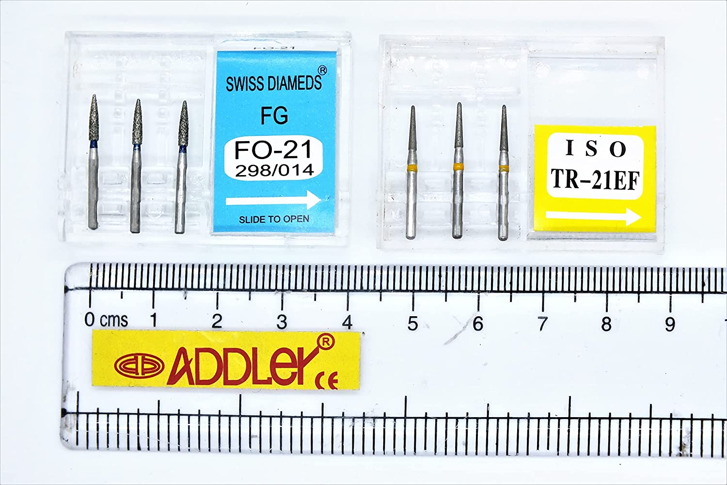 DENTAL BURS FO21, TR21EF FG DIAMOND COATED SWISS DIA HIGH SPEED 2 PACK OF 6 BURS TOTAL