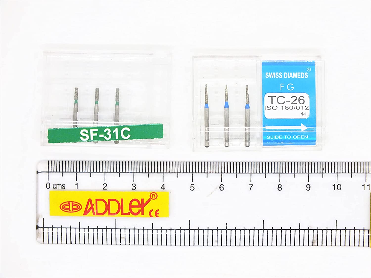 SWISS DIA DENTAL FG DIAMOND COATED BURS SF-31C & TC-26 HIGH SPEED 2 PACK OF 6 BURS TOTAL