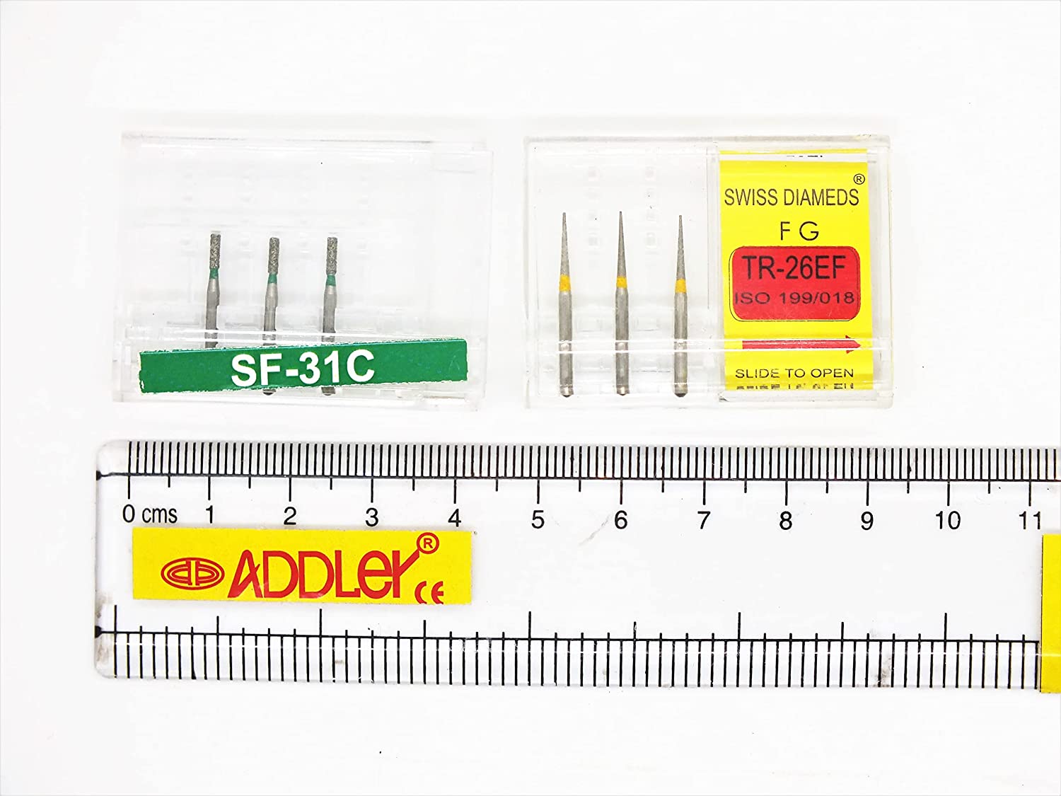 SWISS DIA DENTAL FG DIAMOND COATED BURS SF-31C & TR-26EF HIGH SPEED 2 PACK OF 6 BURS TOTAL