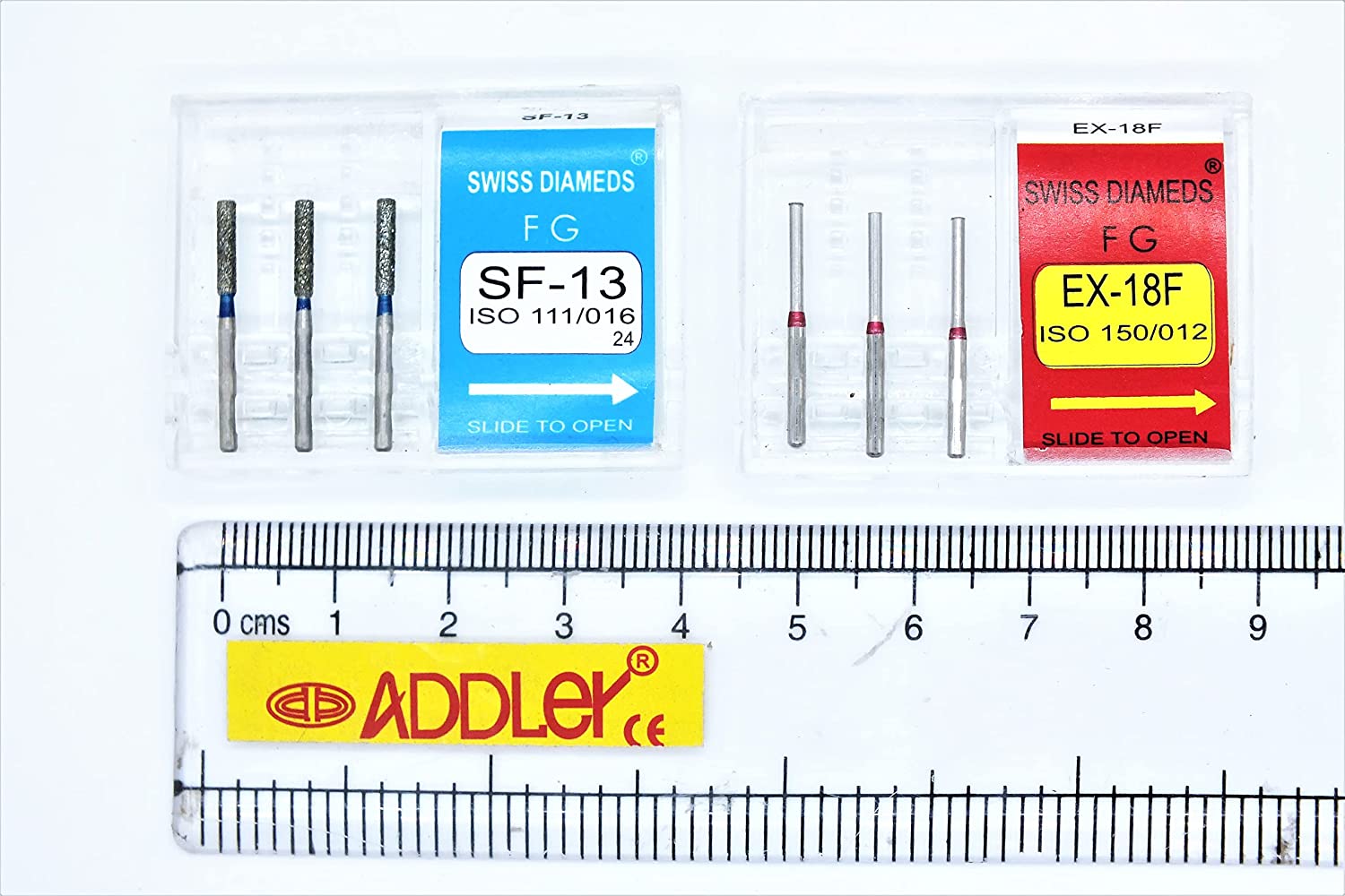 DENTAL DIAMOND COATED BURS SF13, EX18F FG SWISS DIA HIGH SPEED 2 PACK OF 6 BURS TOTAL.