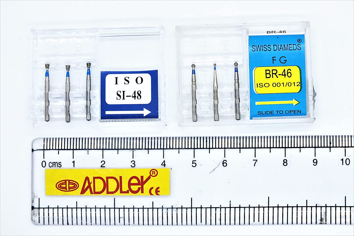 DENTAL BURS SI 48 & BR46 FG DIAMOND COATED SWISS DIA HIGH SPEED 2 PACK OF 6 BURS TOTAL.